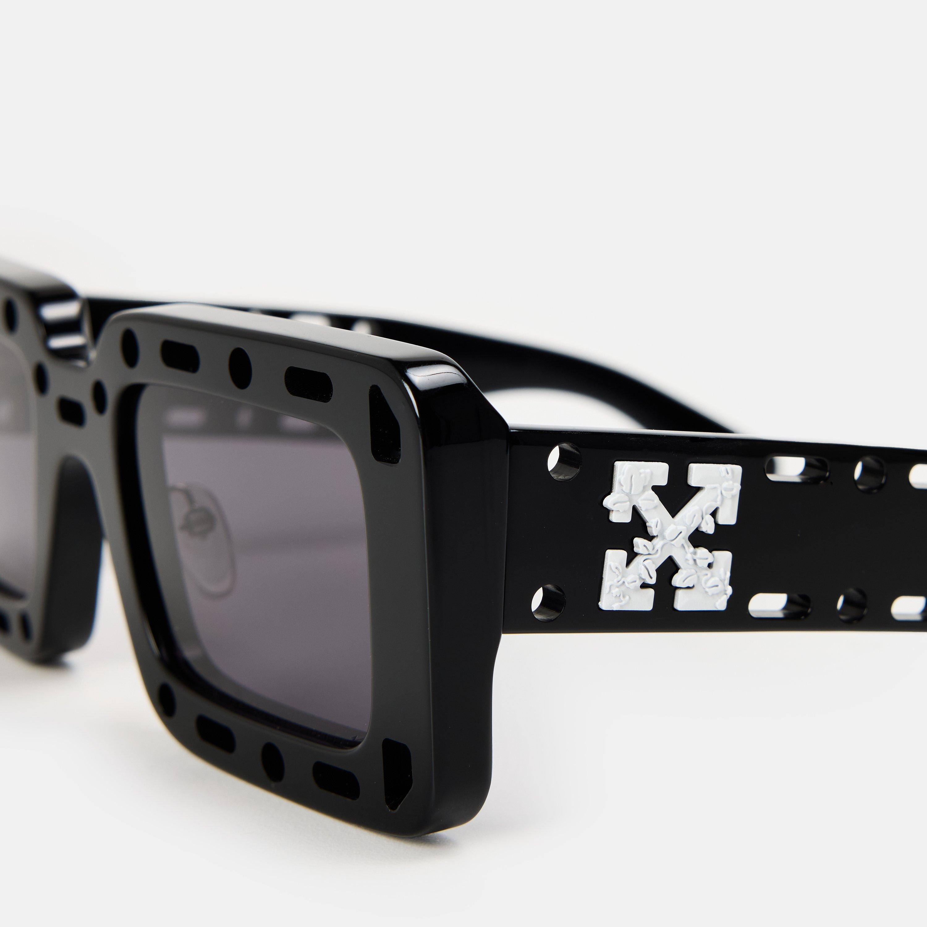 Black/Dark Grey - Off White - Unisex Square Sunglasses, Square Design - 3