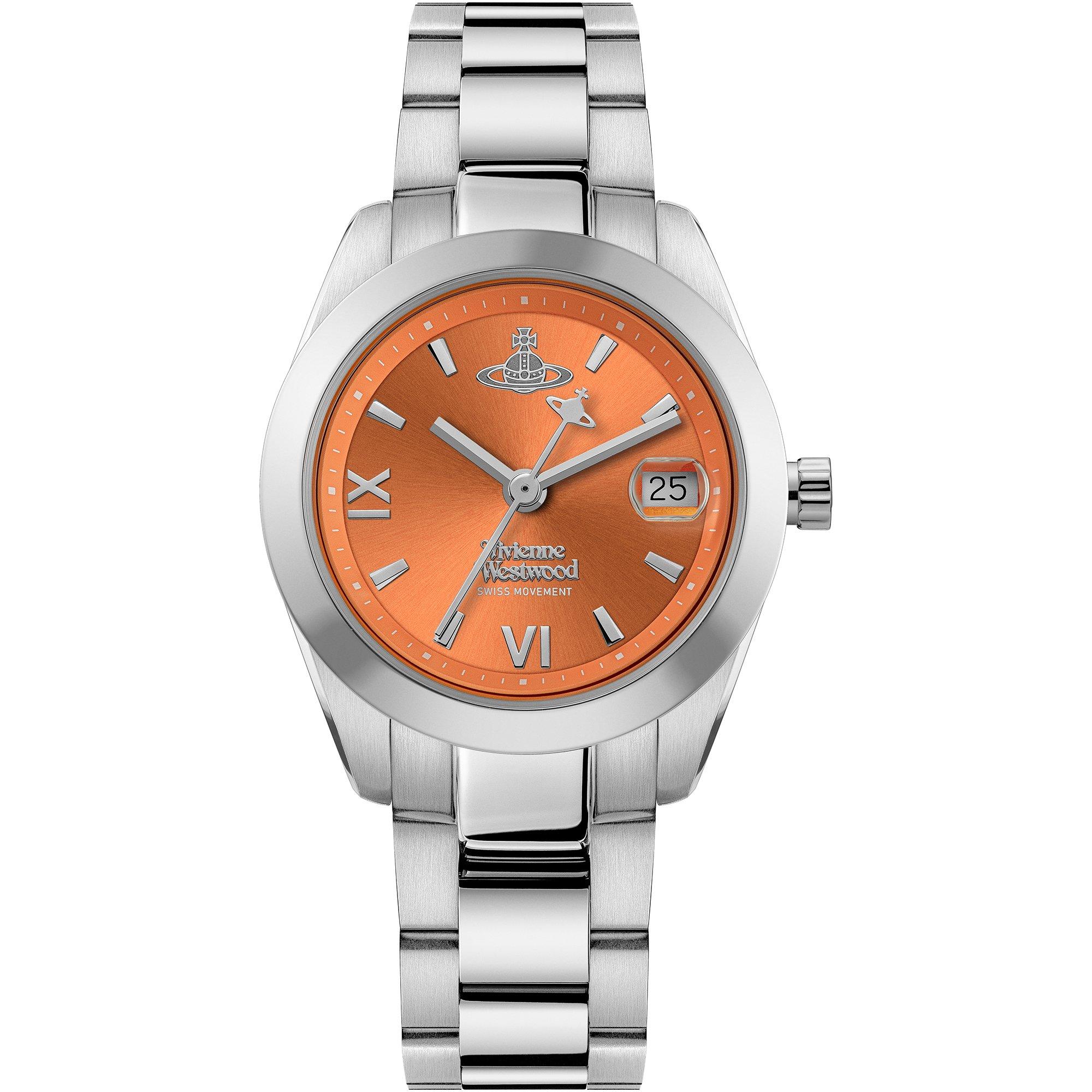 Vivienne Westwood Womens Saturn Orb Fenchurch Quartz Watch - Orange/Silver