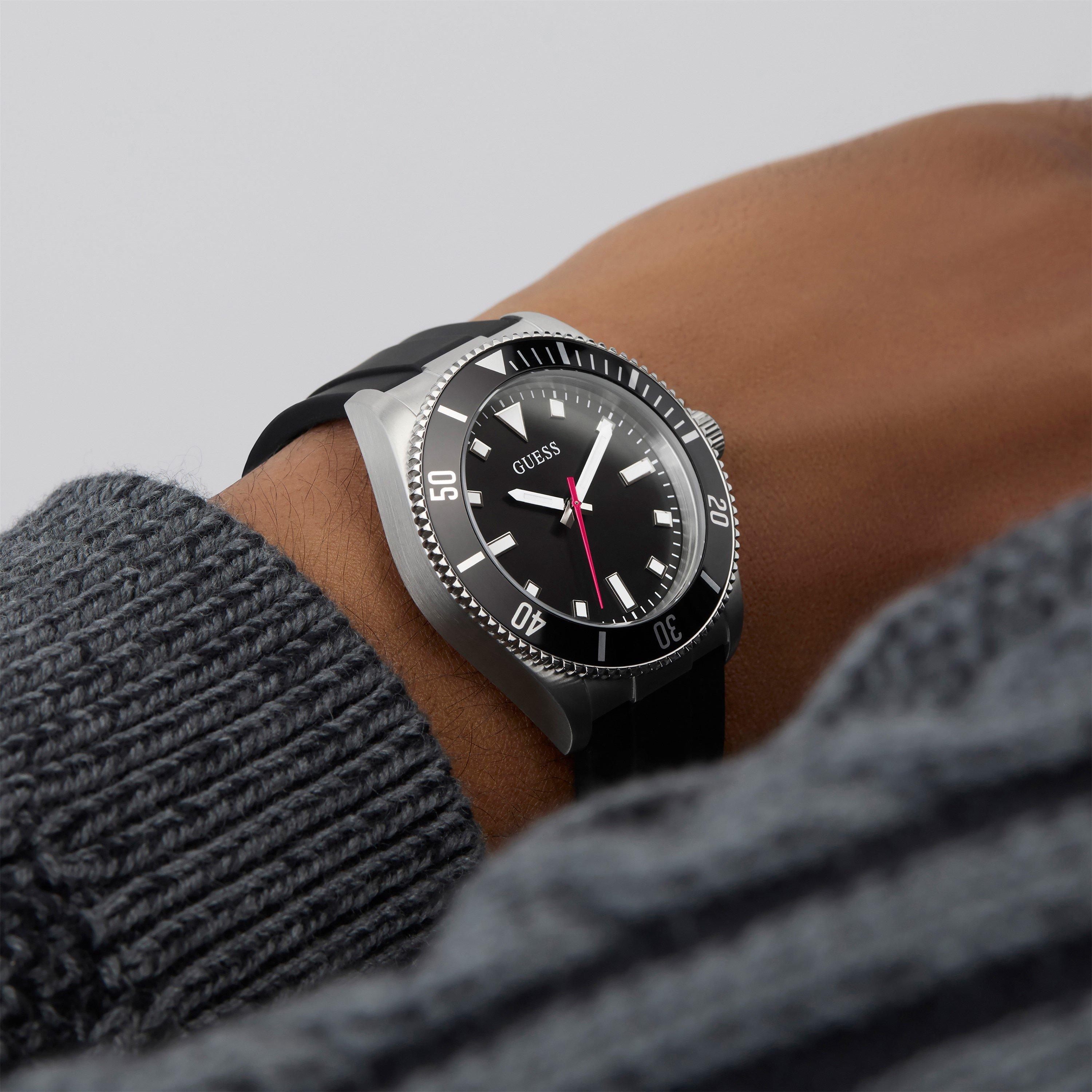 Black/Silver - Guess - Men's Cliff Analogue Quartz Watch - 3