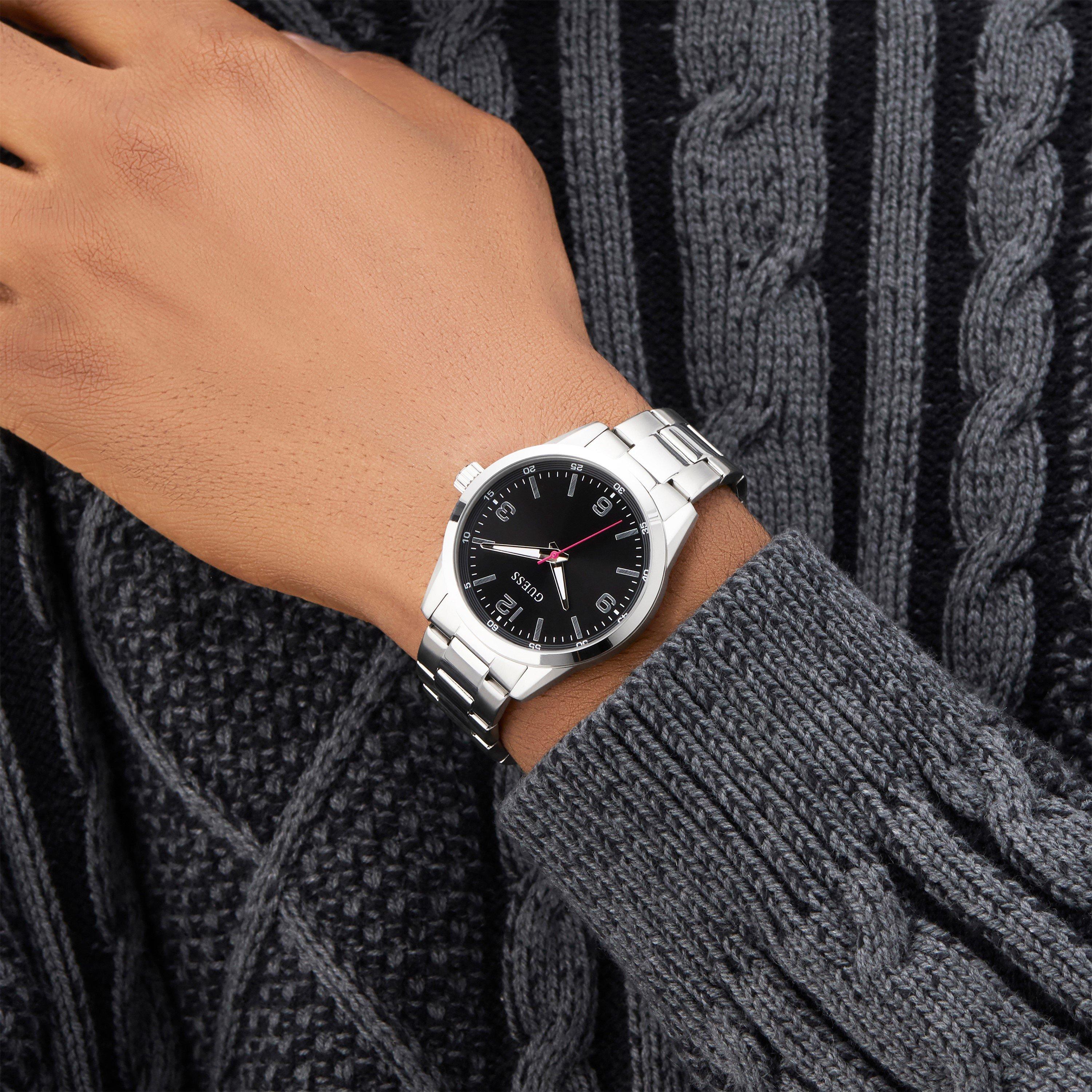 Black/Silver - Guess - Men's Easton Analogue Quartz Watch - 2