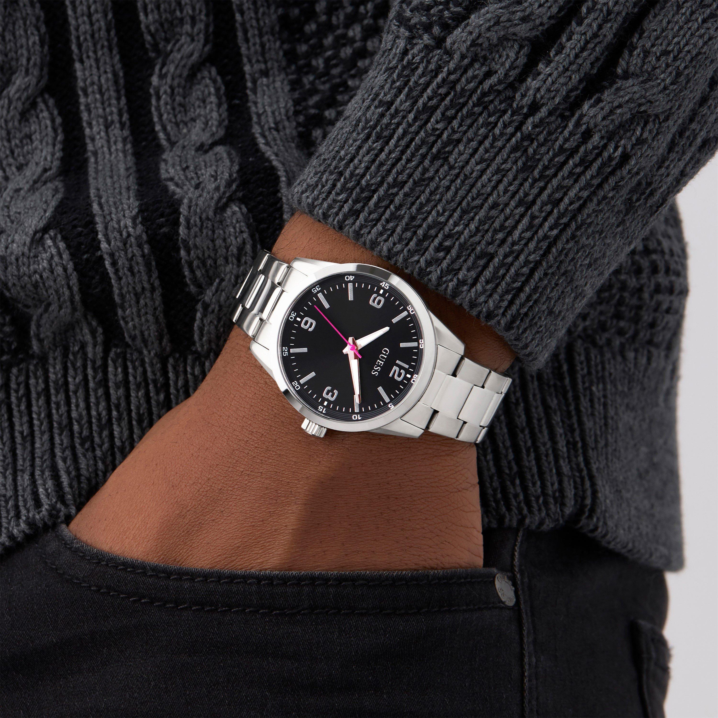 Black/Silver - Guess - Men's Easton Analogue Quartz Watch - 3