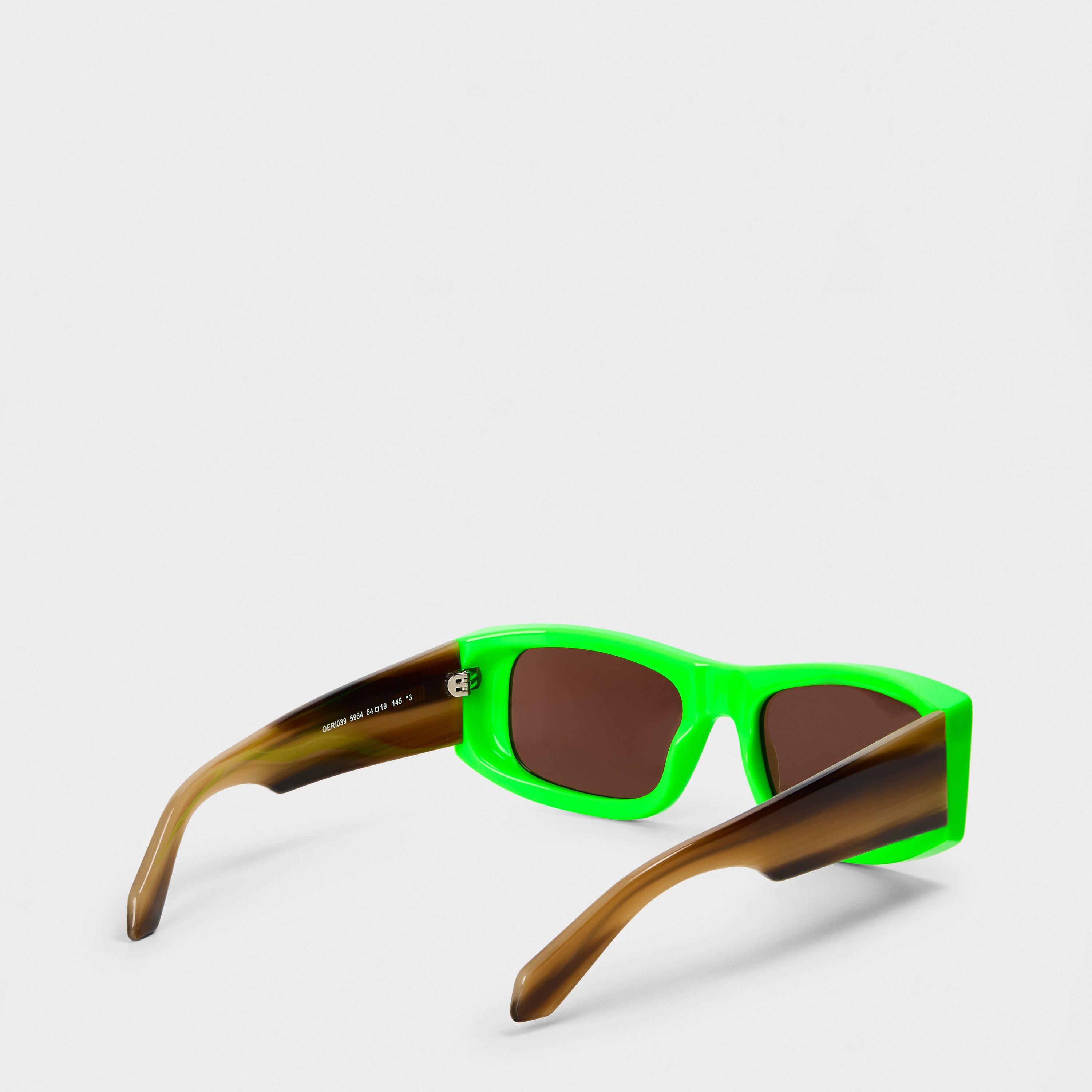 Green/Brown - Off White - Unisex Square Sunglasses, Square Design - 2