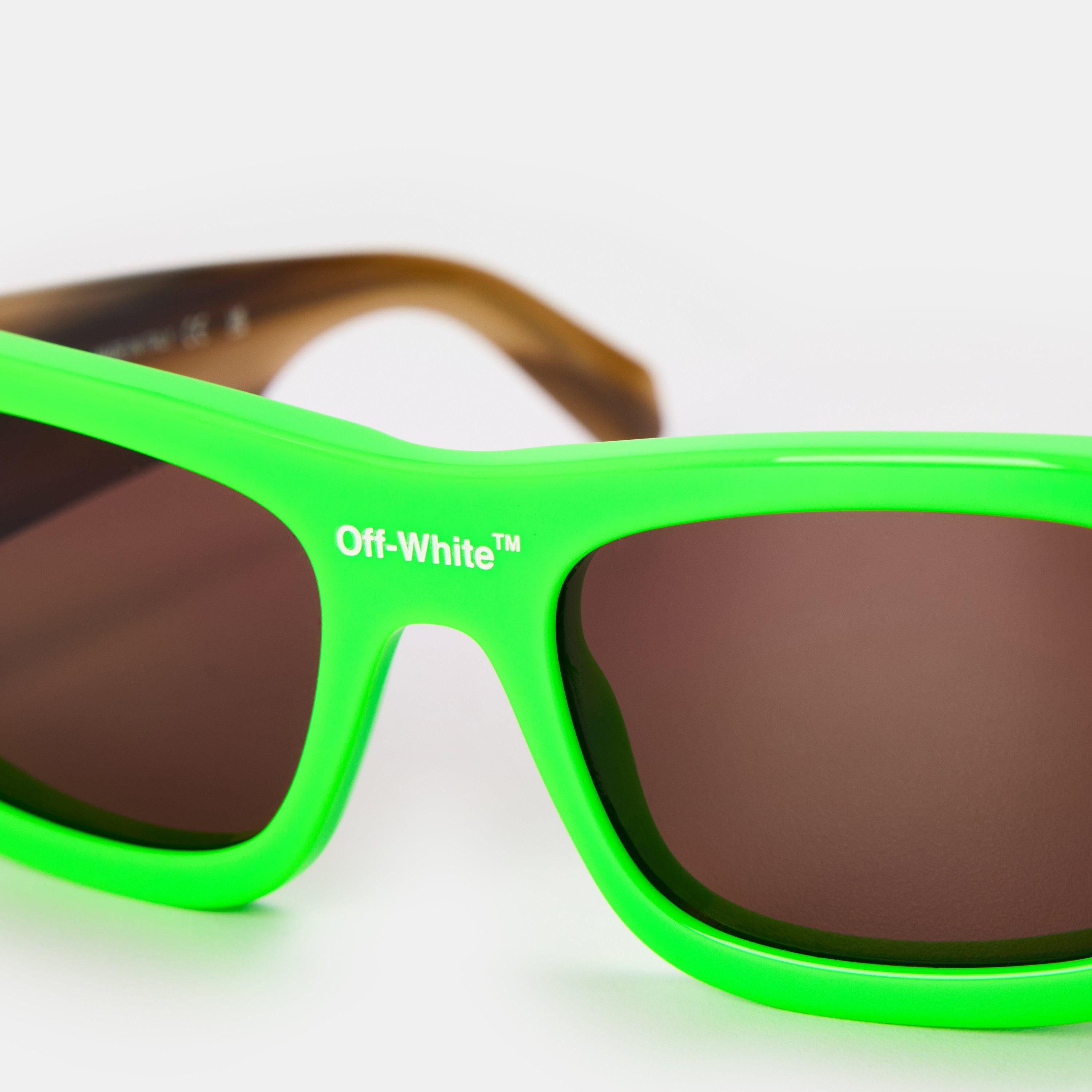 Green/Brown - Off White - Unisex Square Sunglasses, Square Design - 3