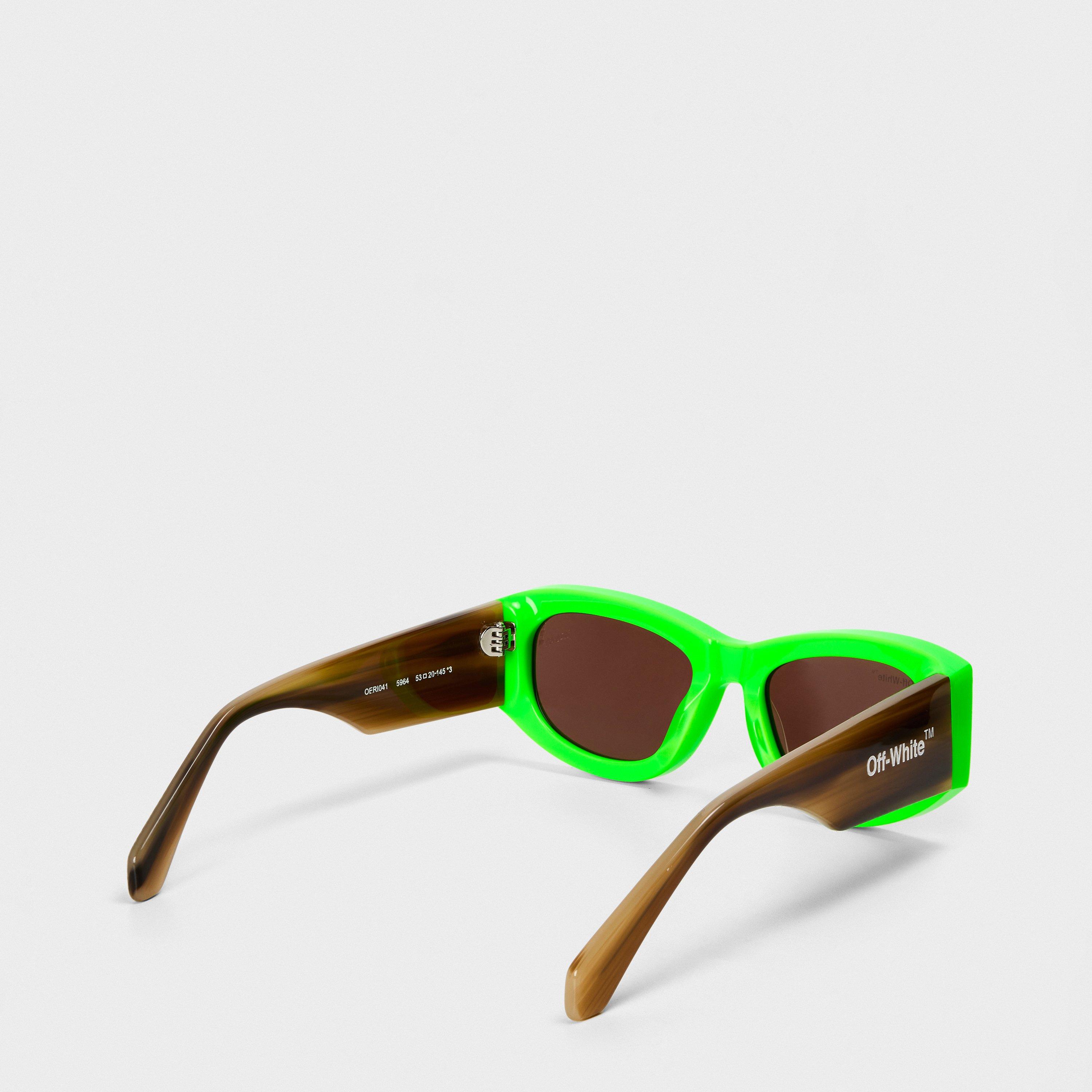 Green/Brown - Off White - Unisex Square Sunglasses, Square Design - 2