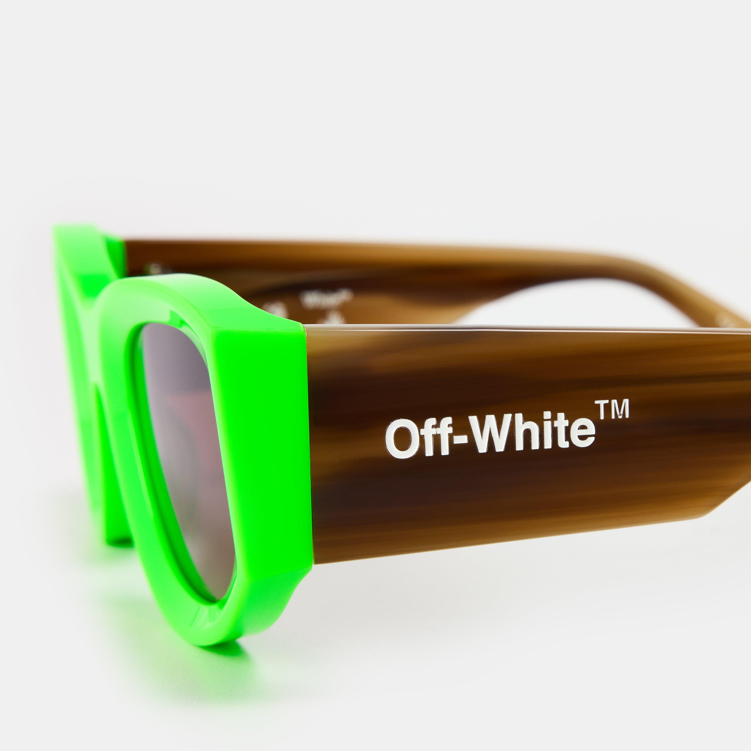 Green/Brown - Off White - Unisex Square Sunglasses, Square Design - 3