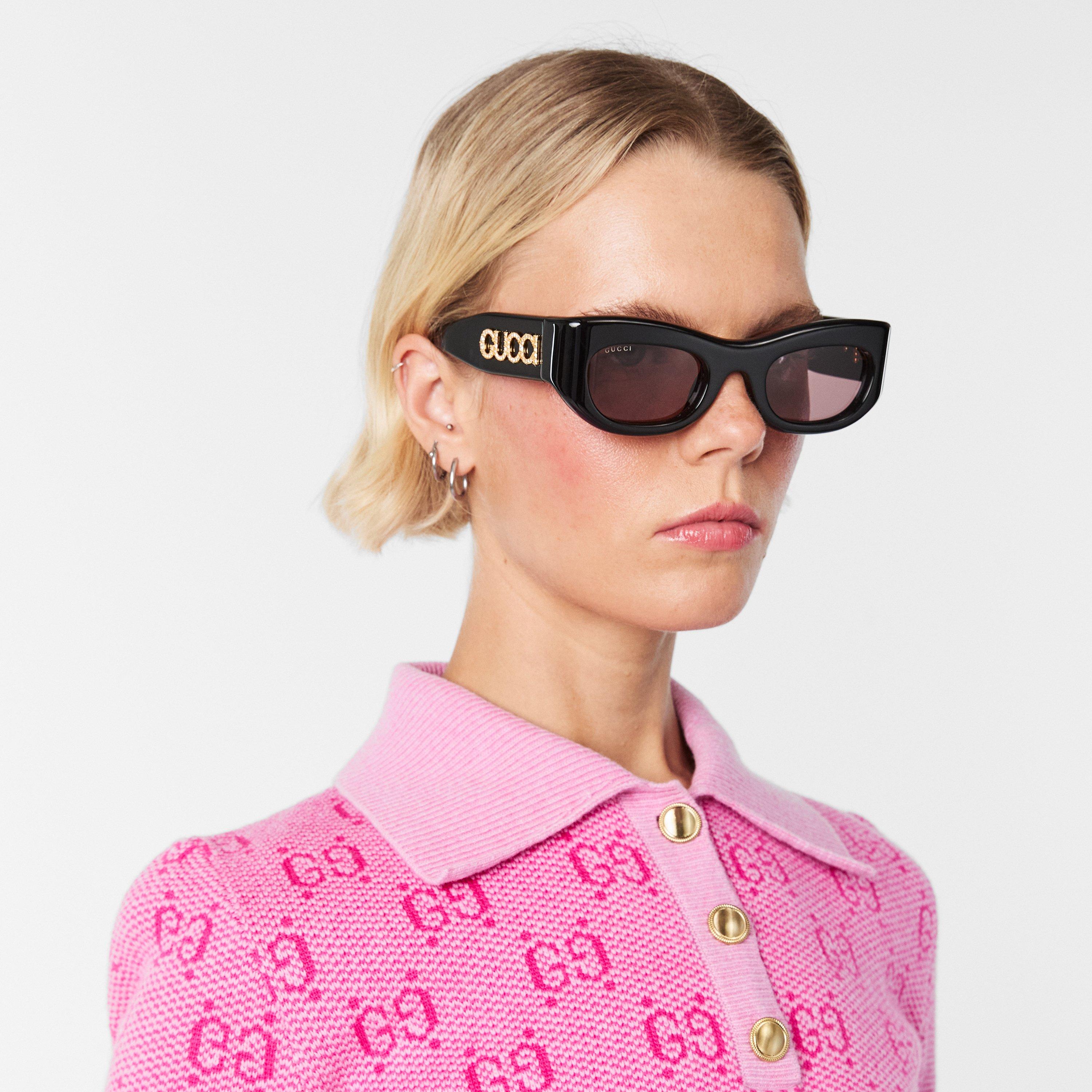 Black/Violet - Gucci - Rectangle Sunglasses - 3