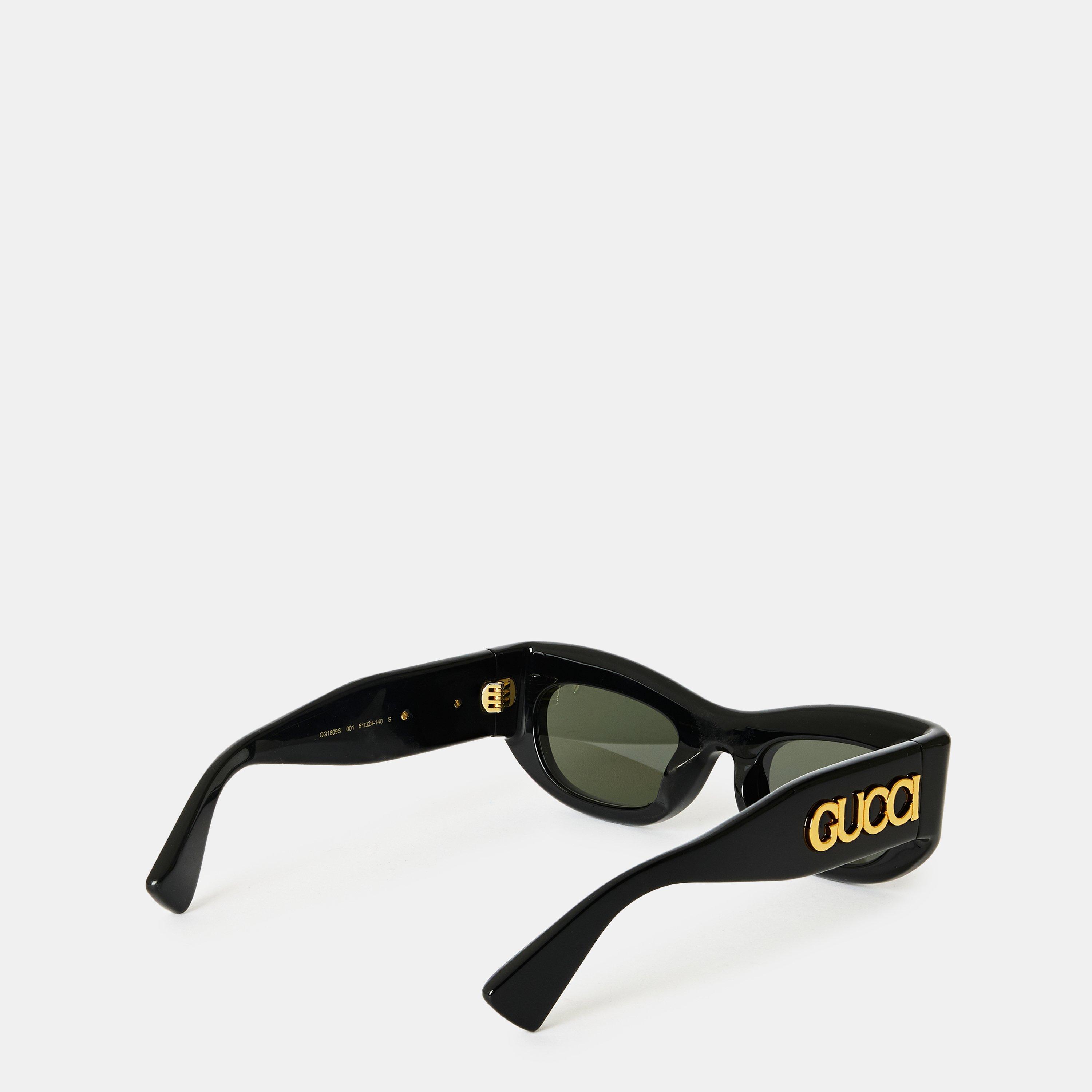 Black/Grey - Gucci - Rectangle Sunglasses - 2