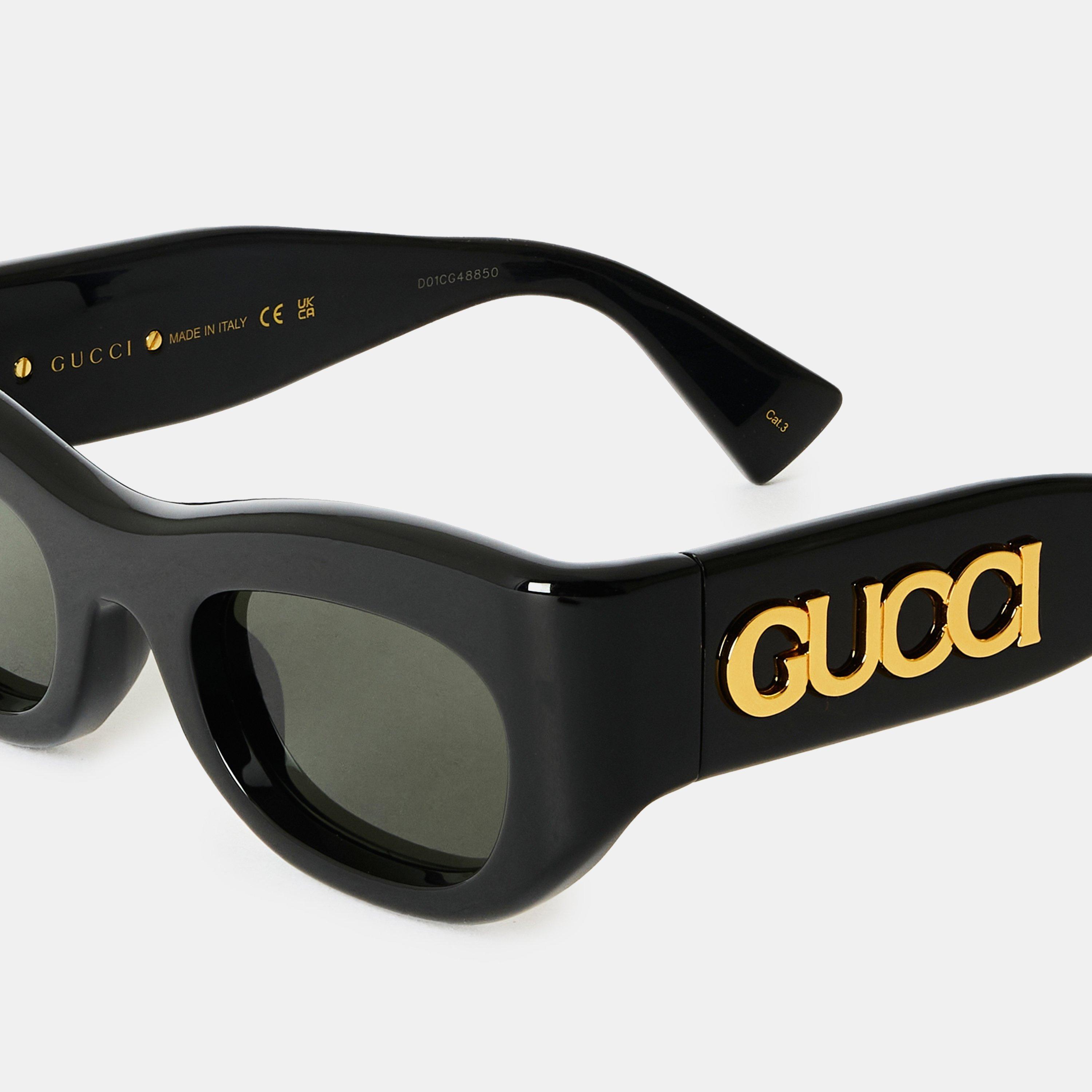 Black/Grey - Gucci - Rectangle Sunglasses - 4