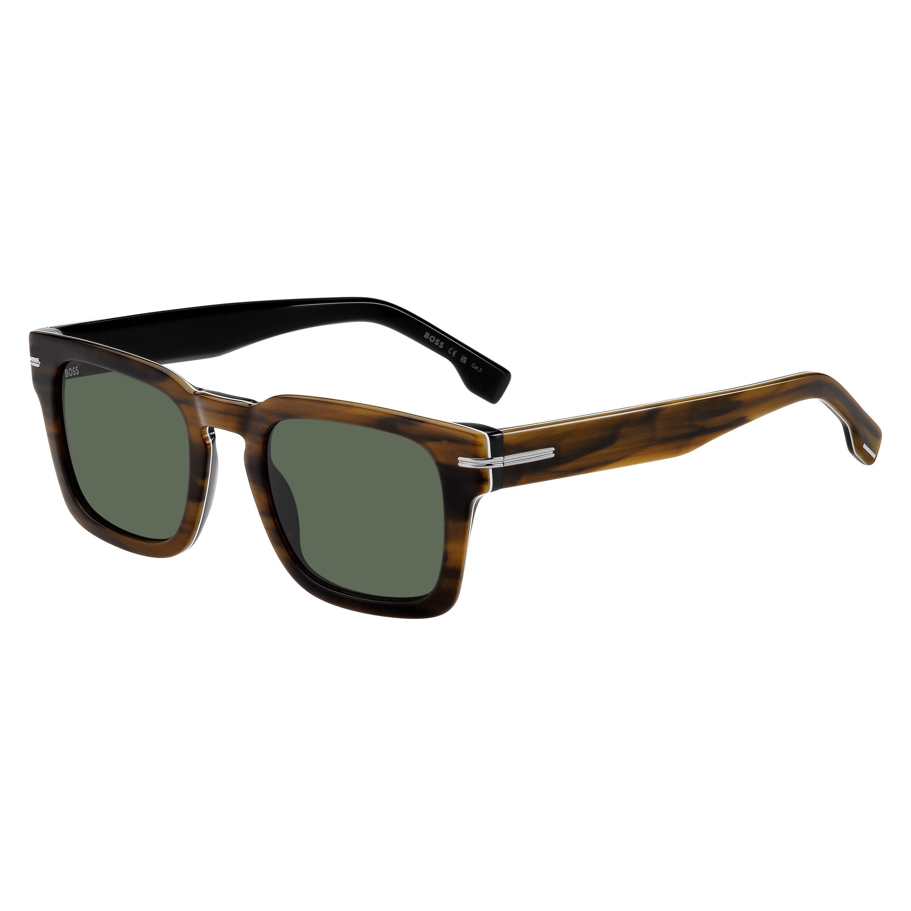 Brown Black - Boss - Men's Round Sunglasses - 1