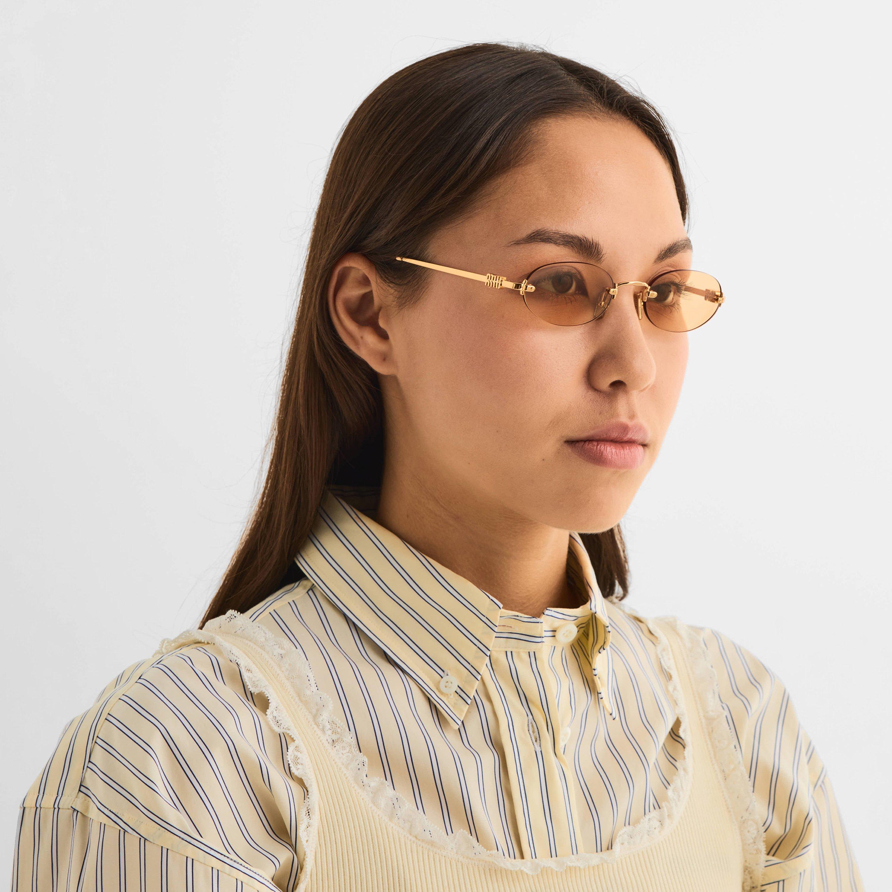 Brass/Orange - Miu Miu - Women's 0MU A54S Round Sunglasses - 3