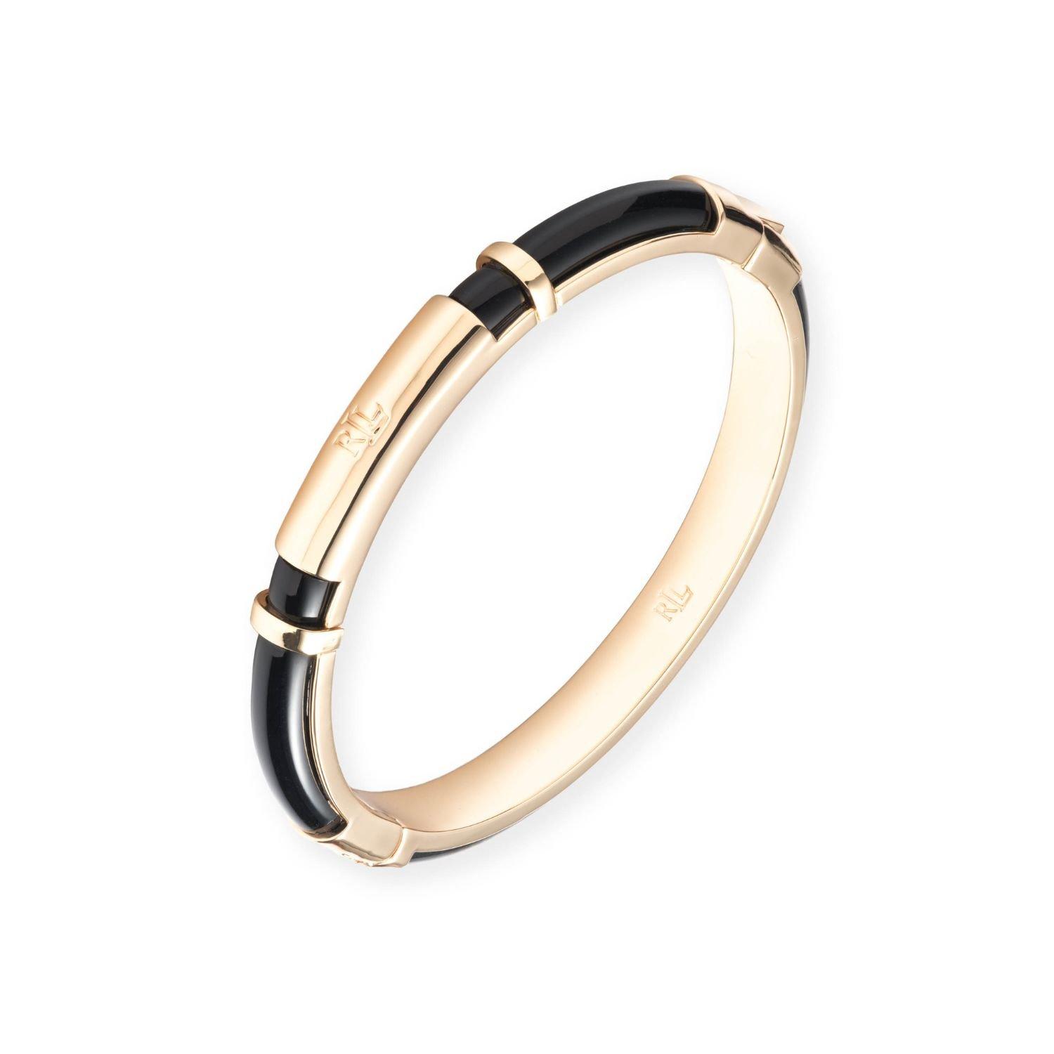 GLD - Lauren Ralph Lauren - Lauren Ralph Lauren Gold & Black Logo Hinge Bangle - 1