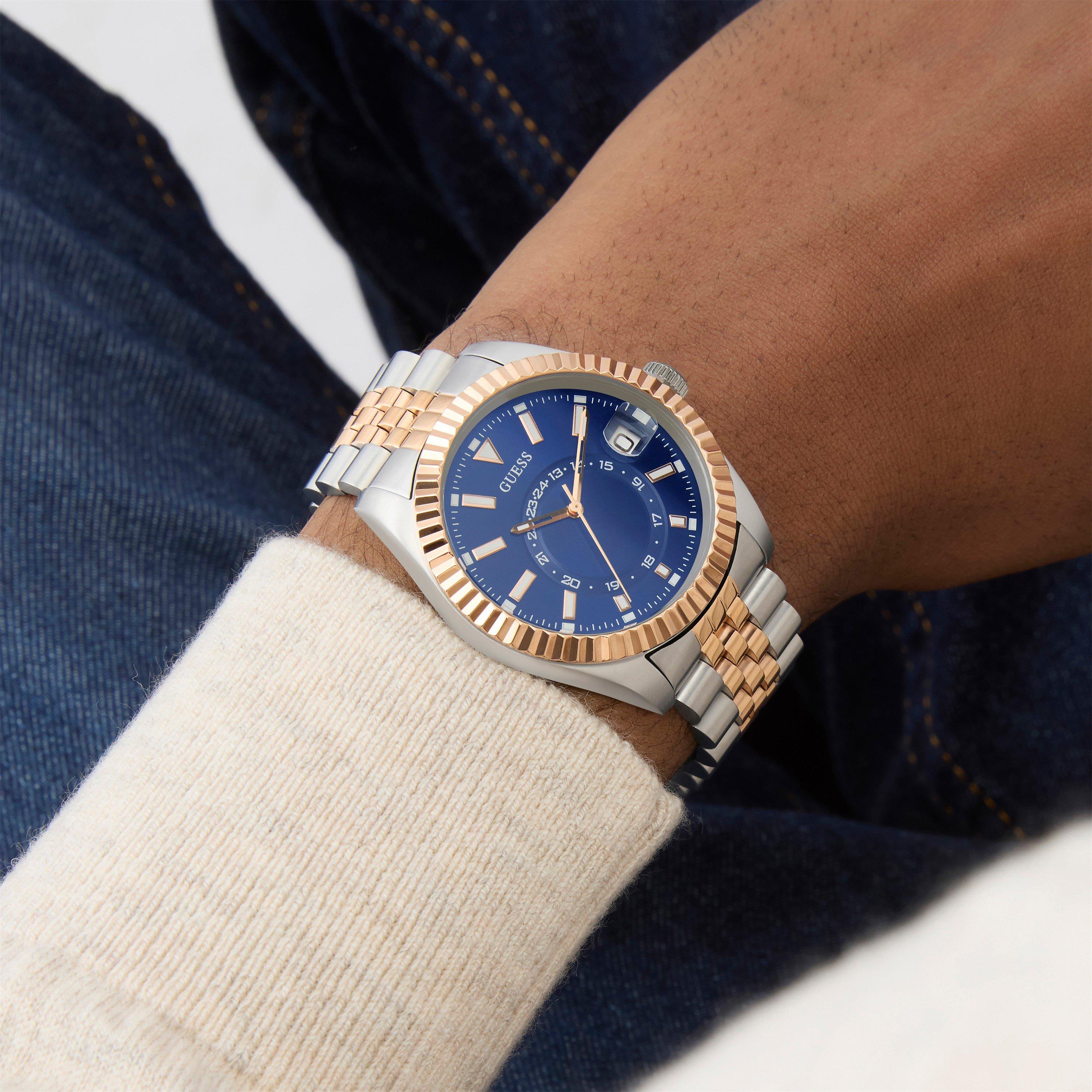 Blue/Silver - Guess - Men's Jaden Quartz Analogue Watch - 2