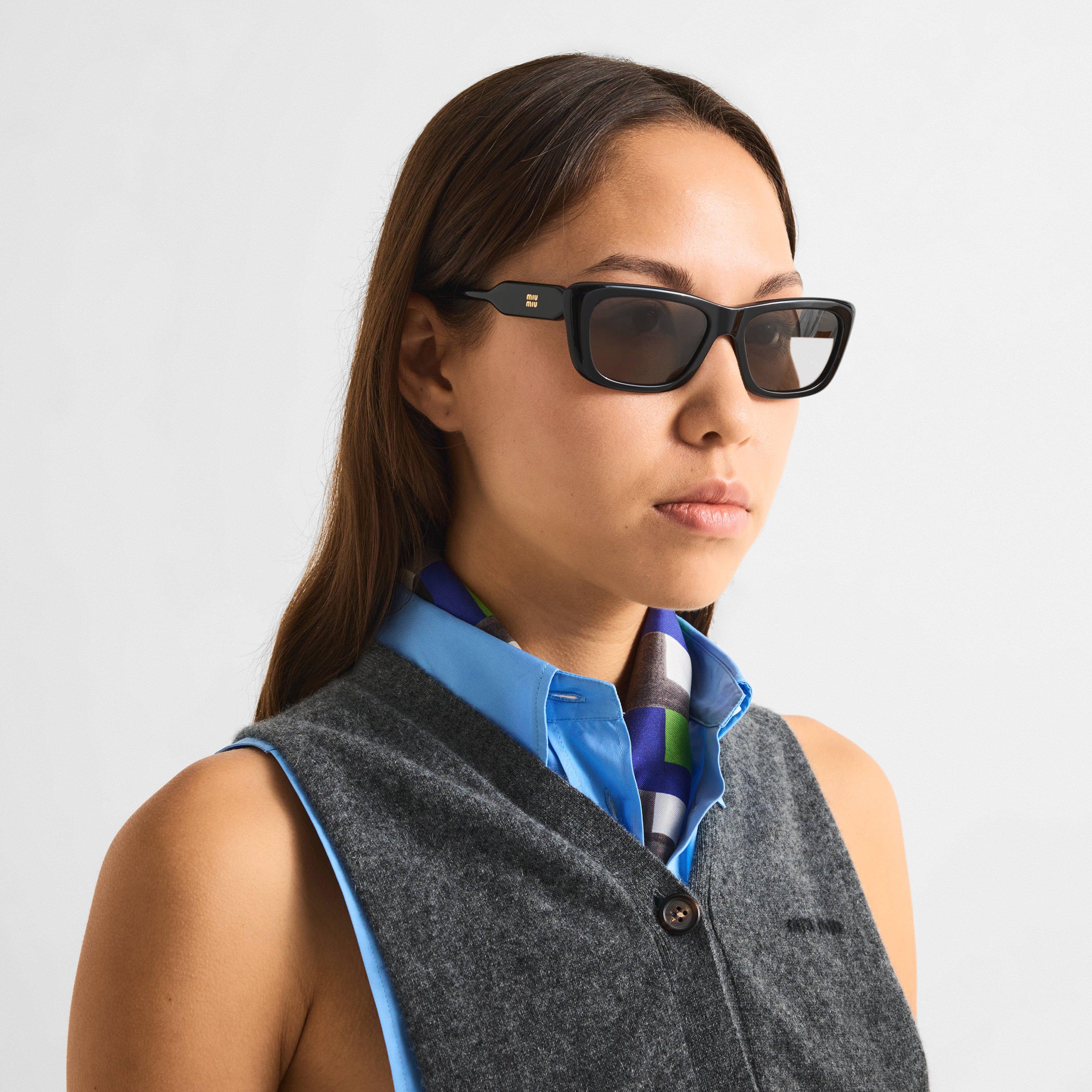 Black/Grey - Miu Miu - Women's 0MU B12S Wayfarer Sunglasses - 3