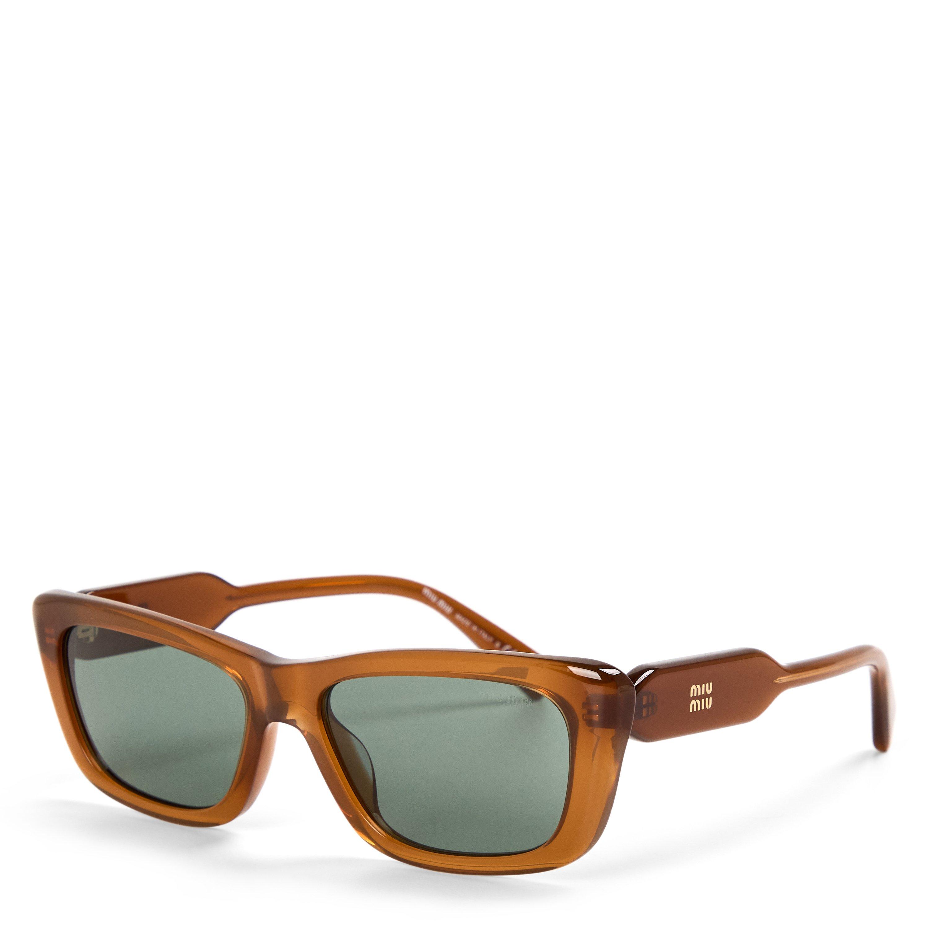 Miu Miu Woman Sunglass MU B12S - Frame color: Amber, Lens color: Dark Green - Image 3
