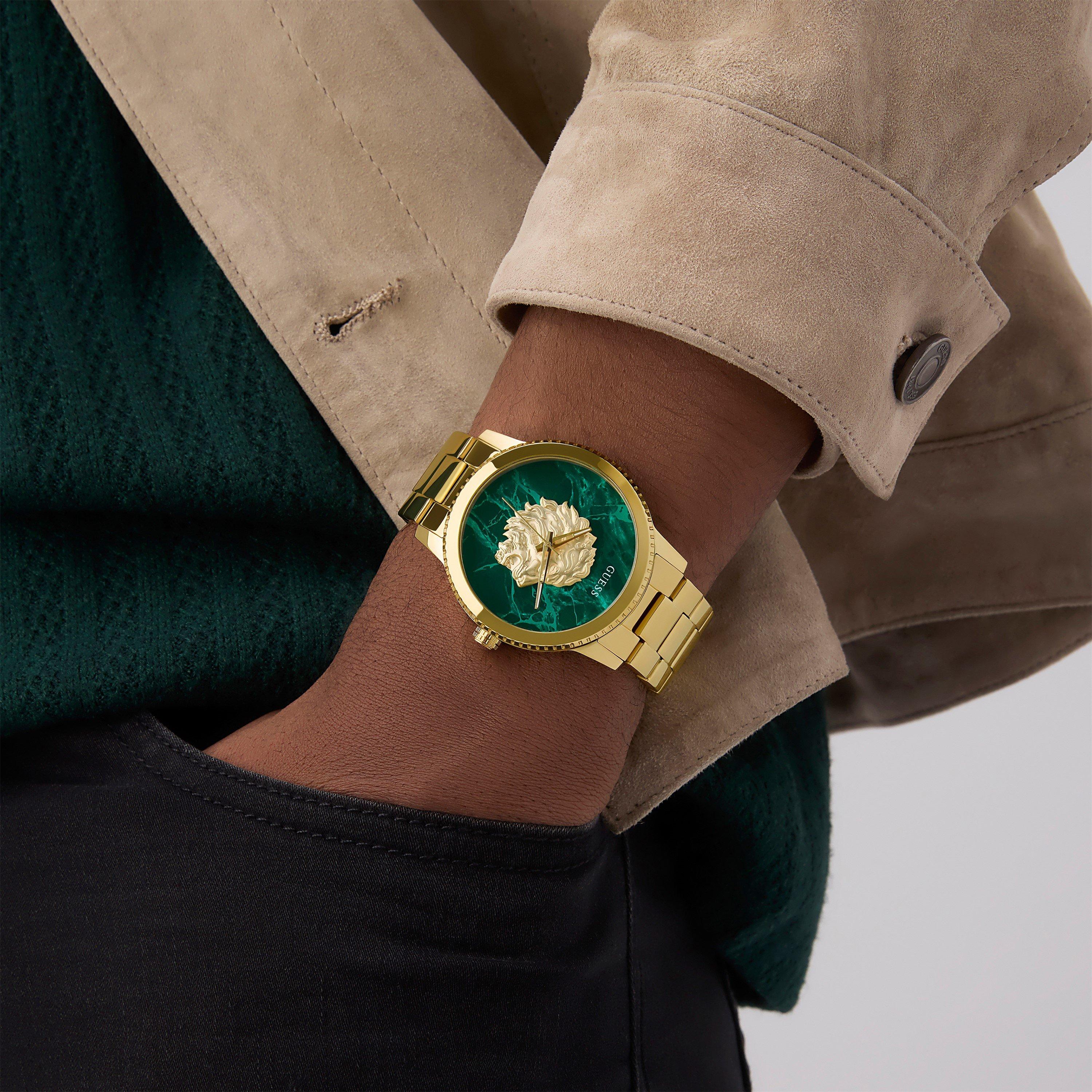 Green/Metallic - Guess - Men's Monarch Analogue Quartz Watch - 2