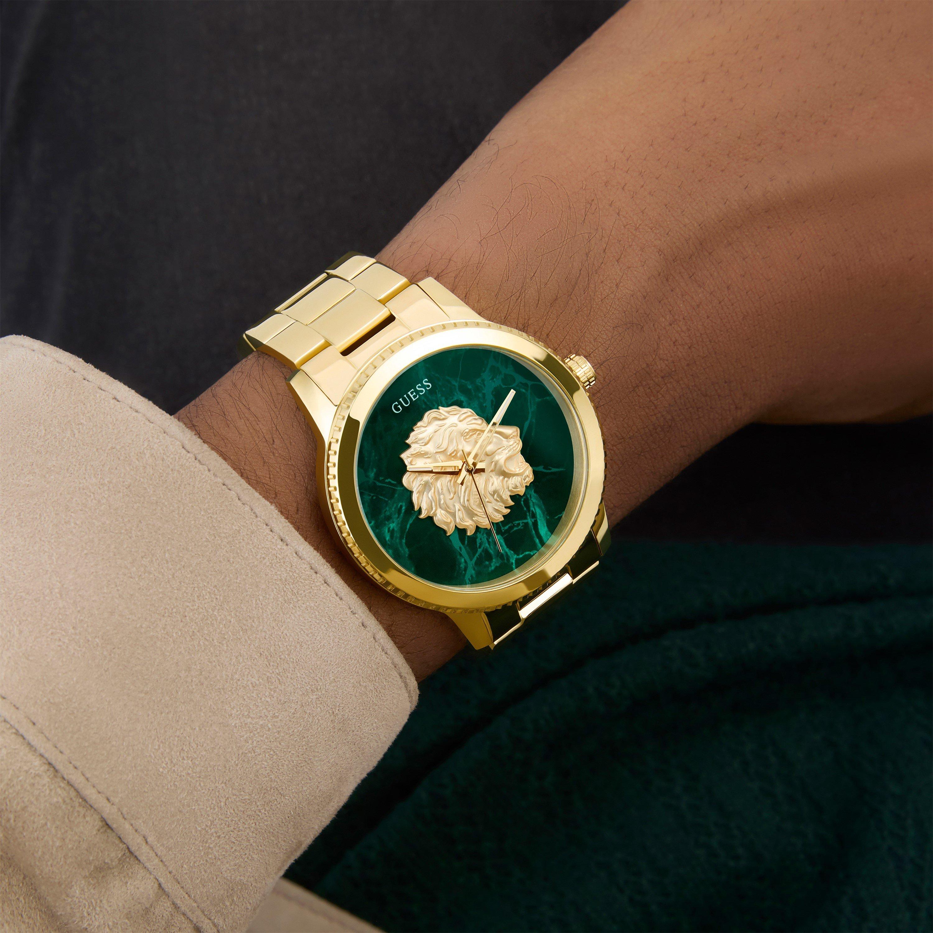 Green/Metallic - Guess - Men's Monarch Analogue Quartz Watch - 3