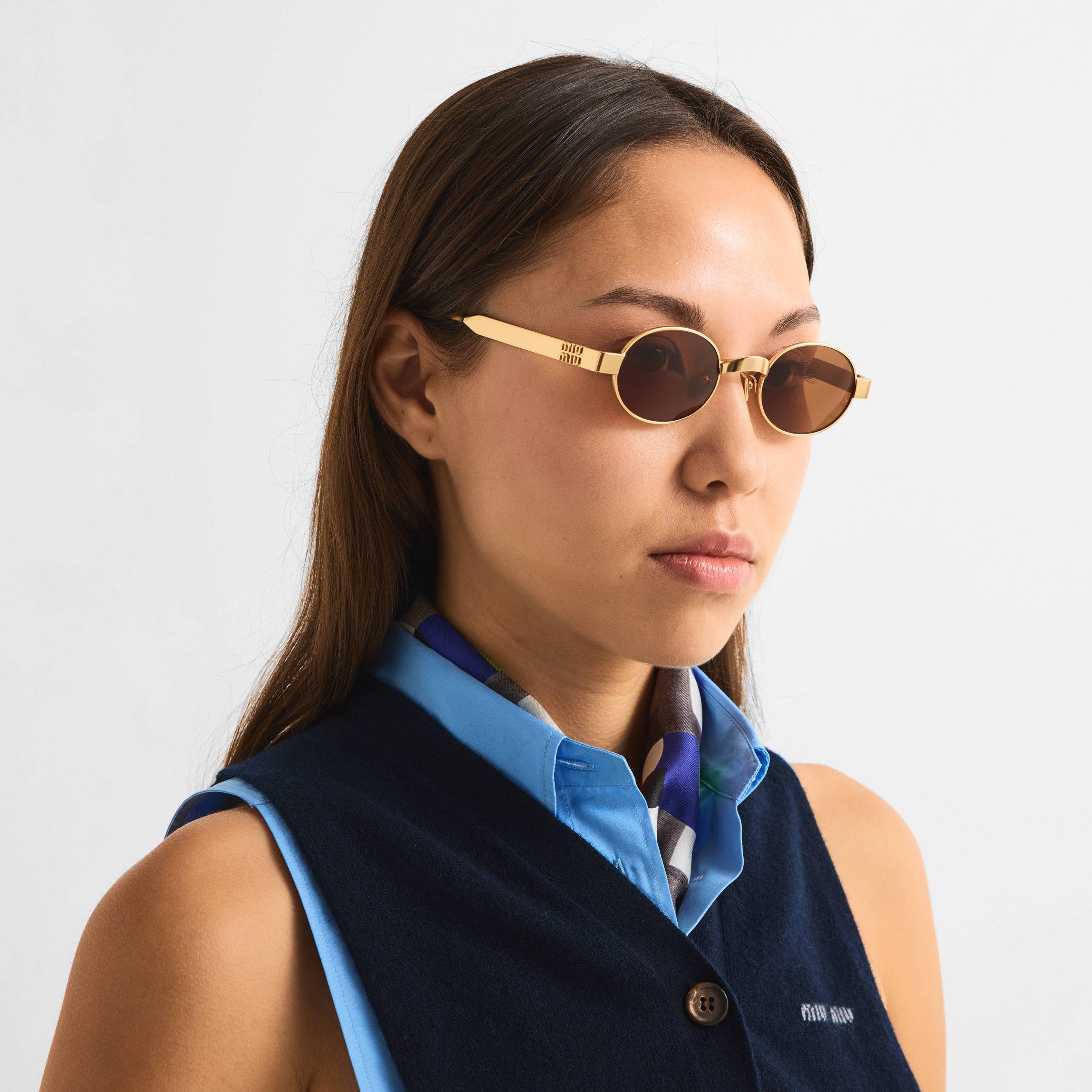 Gold/Bronze - Miu Miu - Women's 0MU B51S Rectangle Sunglasses - 3
