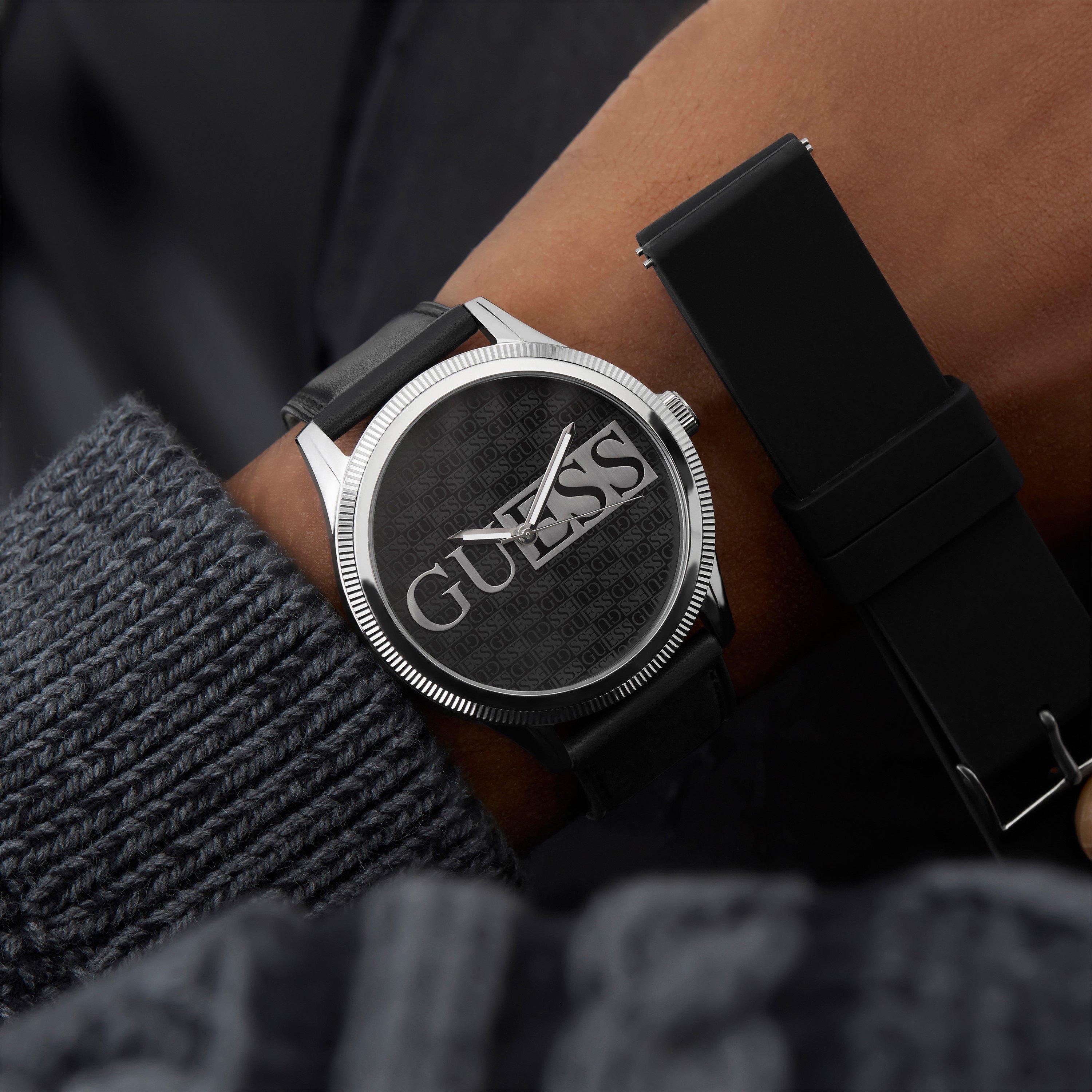 Black/Silver - Guess - Men's Analogue Quartz Watch - 3