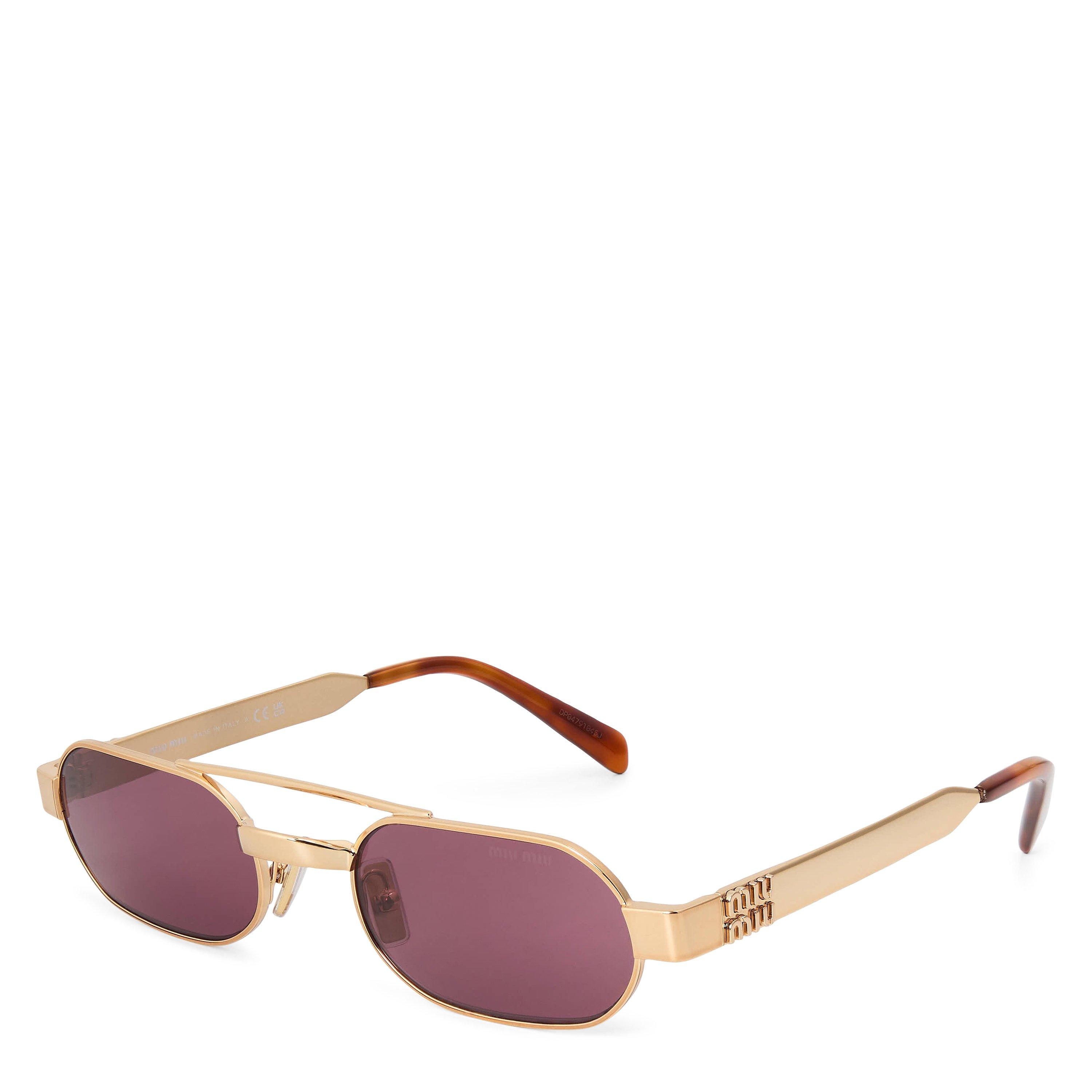 Brass/Violet - Miu Miu - Women's 0MU B52S Oversized Sunglasses - 1