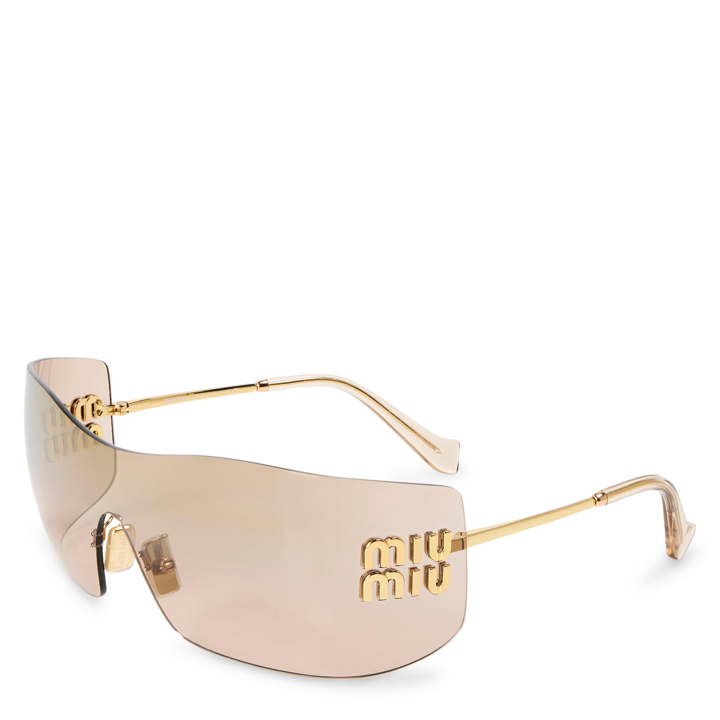 Gold/Brown - Miu Miu - Women's 0MU B53S Round Sunglasses - 1