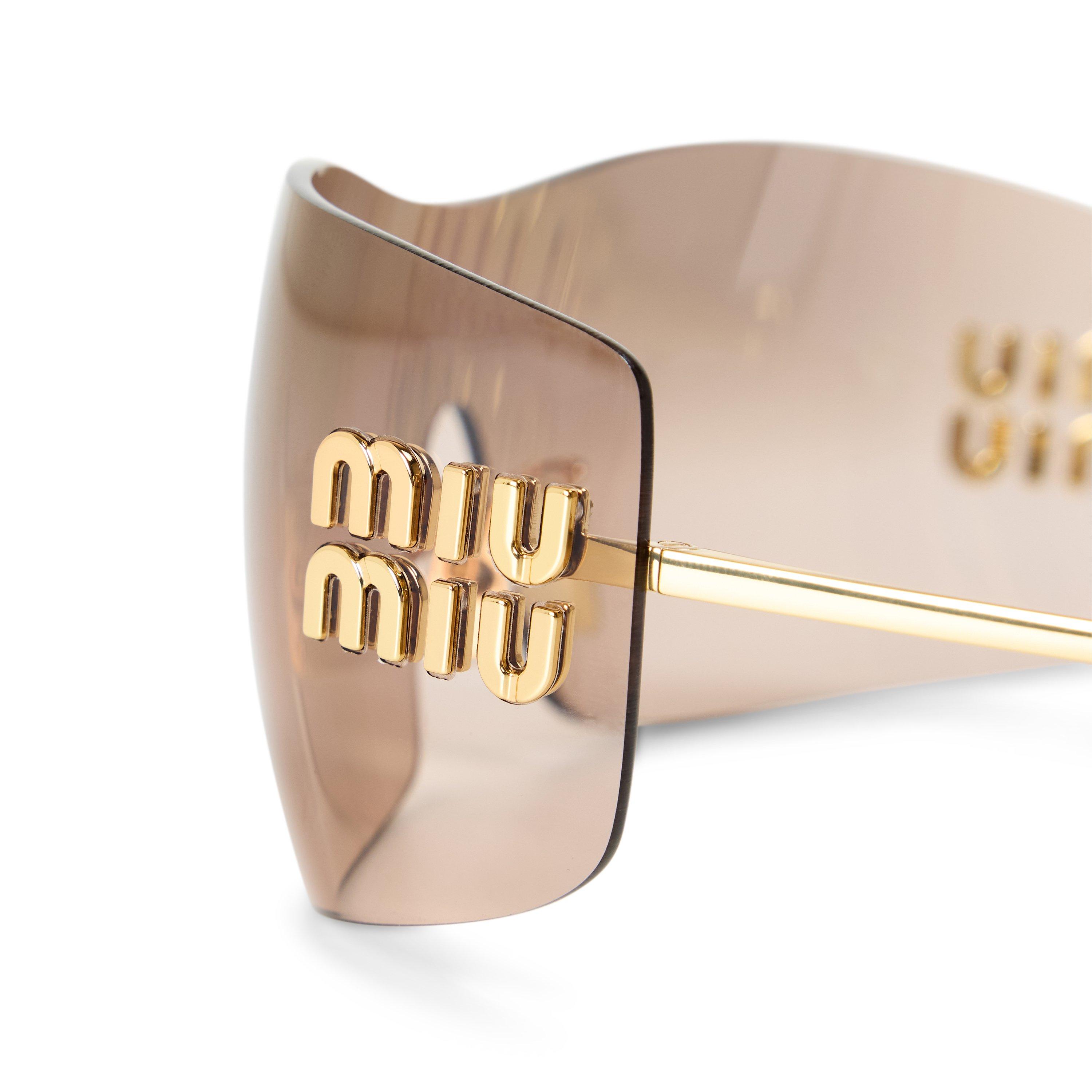 Gold/Brown - Miu Miu - Women's 0MU B53S Round Sunglasses - 3