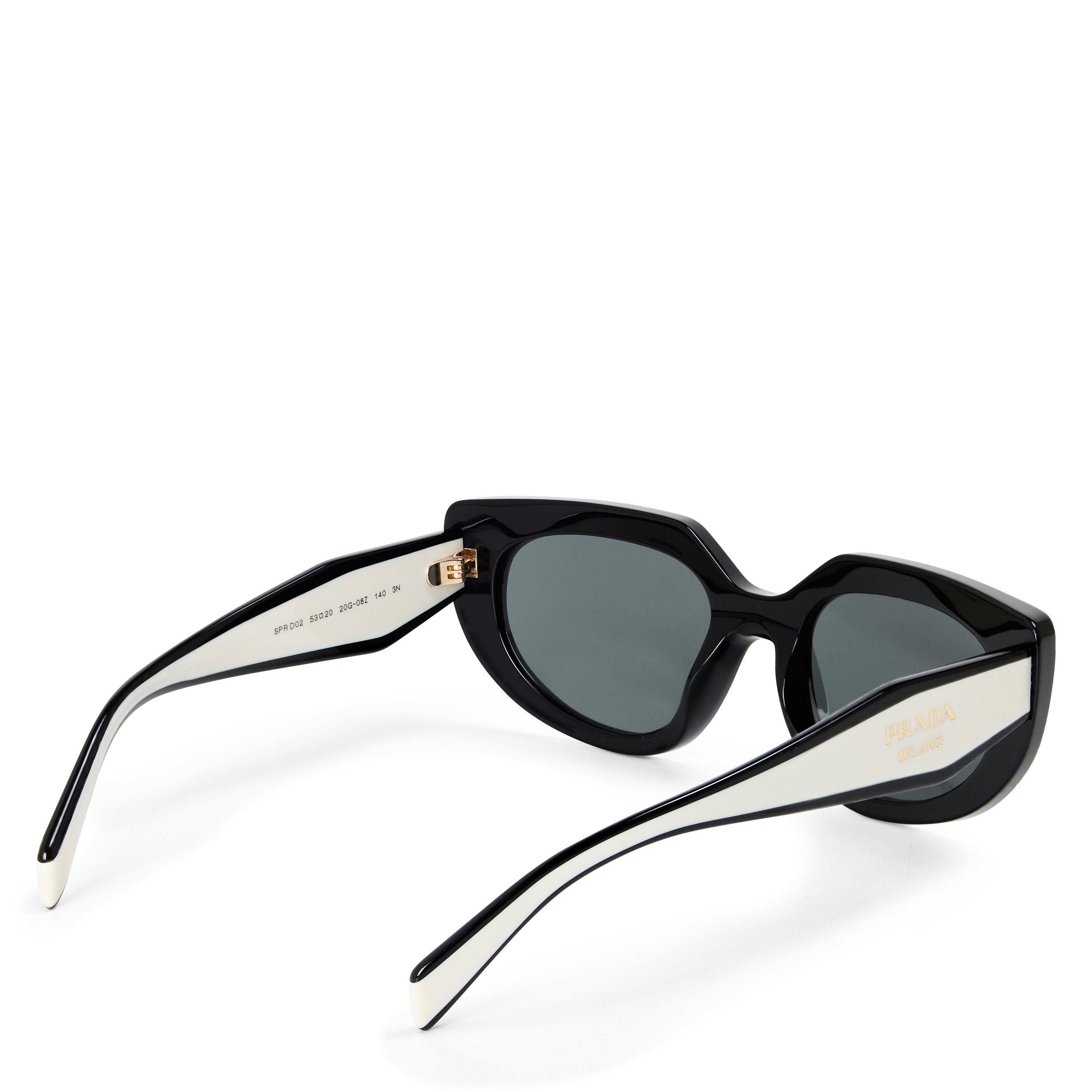 Black/Grey - Prada - Women's 0PR D02S Cat Eye Sunglasses - 2