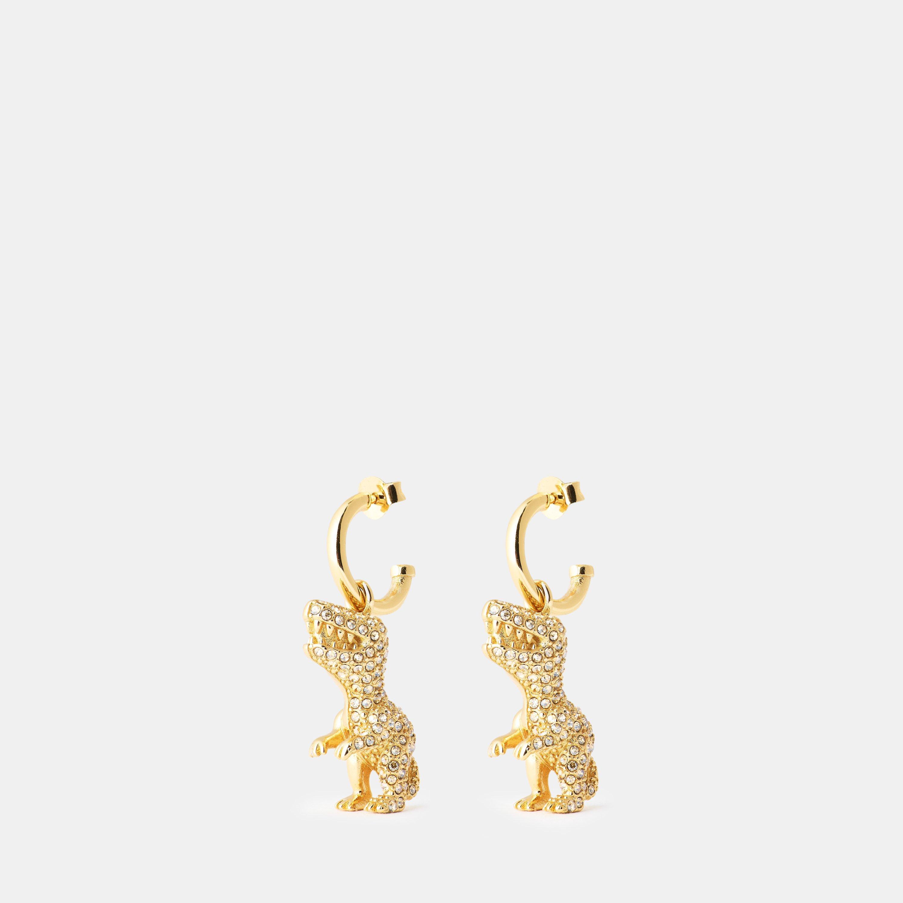 Coach  Junior Rexy Hug Huggie Earrings - Gold/Crystal