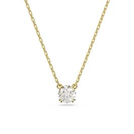 Swarovski Stilla pendant, Round cut, White, Gold tone plated