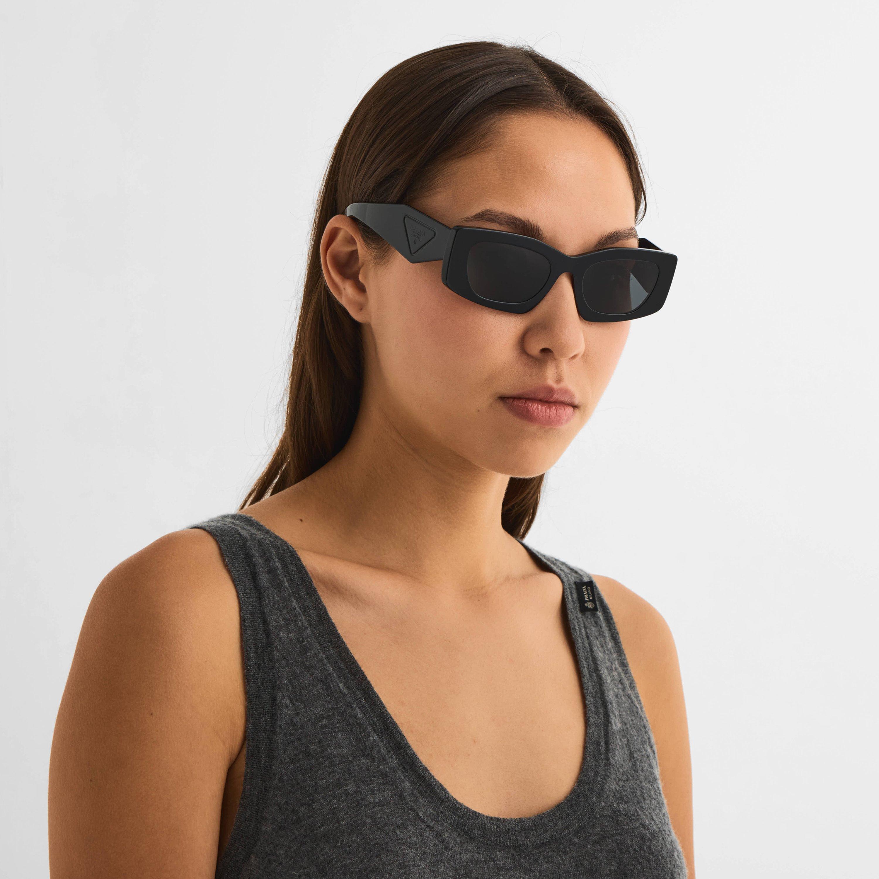 Black/Grey - Prada - Women's 0PR D03SD Rectangle Sunglasses - 3