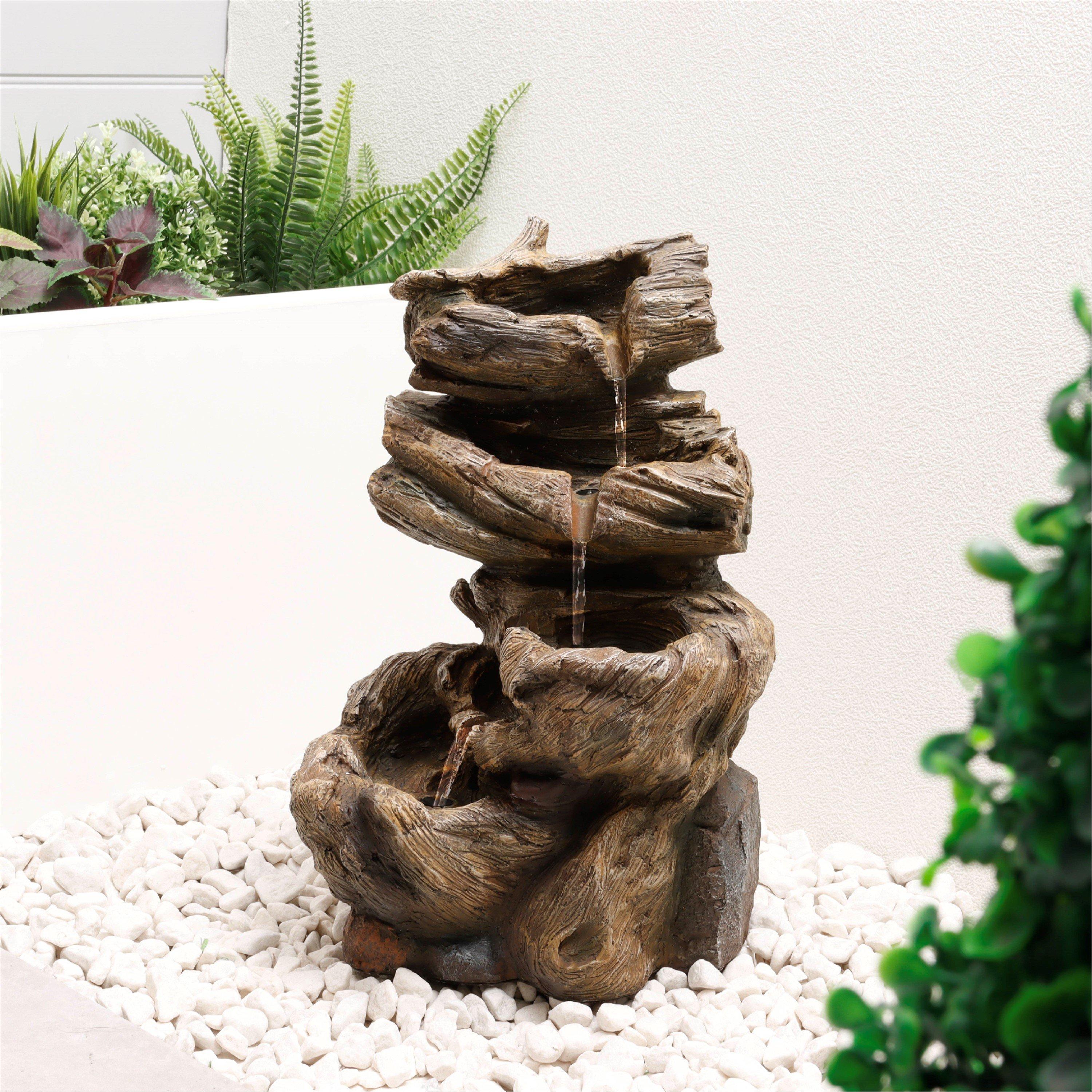 Brown - Streetwize - Solar Water Feature - Rock Stack Water Fountain - 3