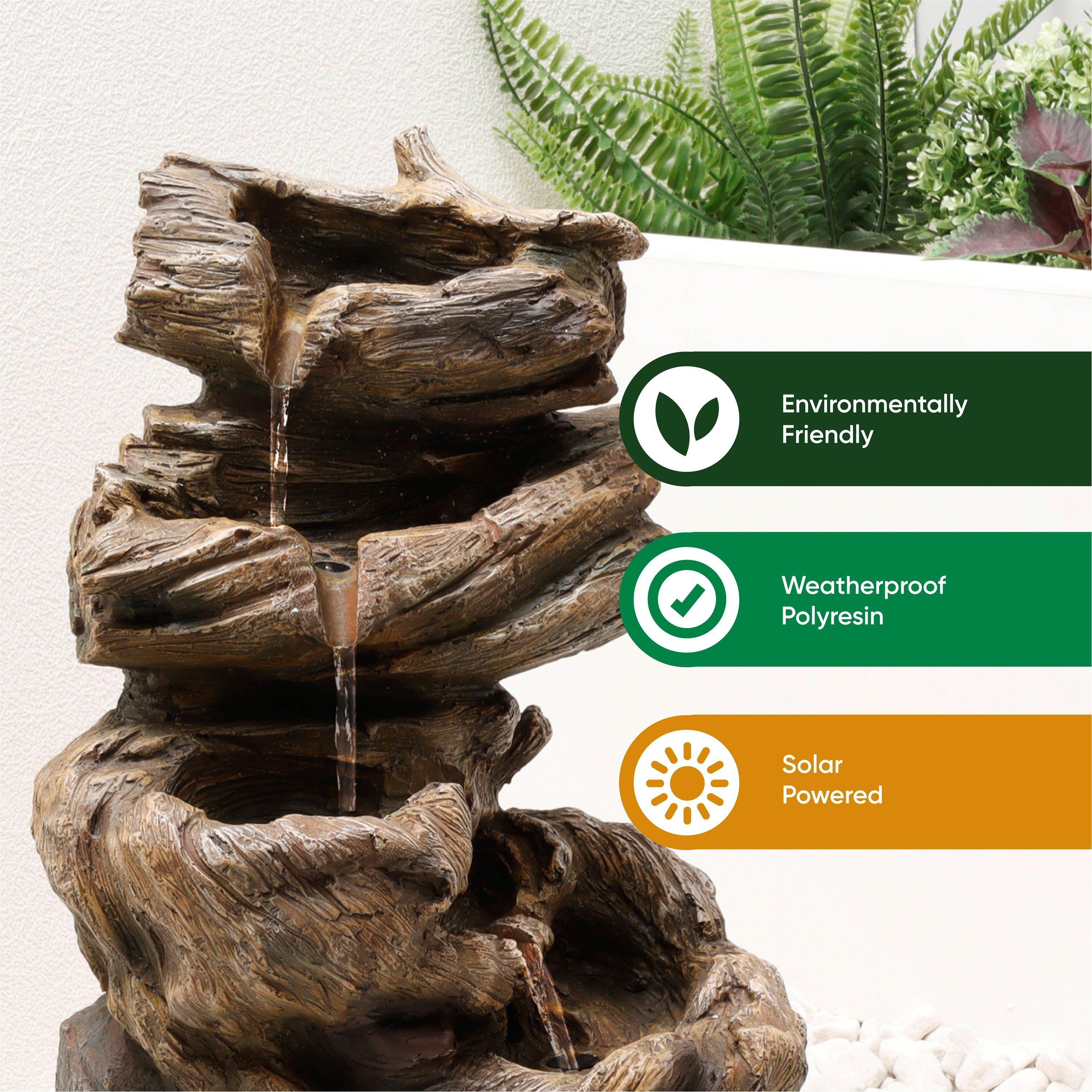 Brown - Streetwize - Solar Water Feature - Rock Stack Water Fountain - 4