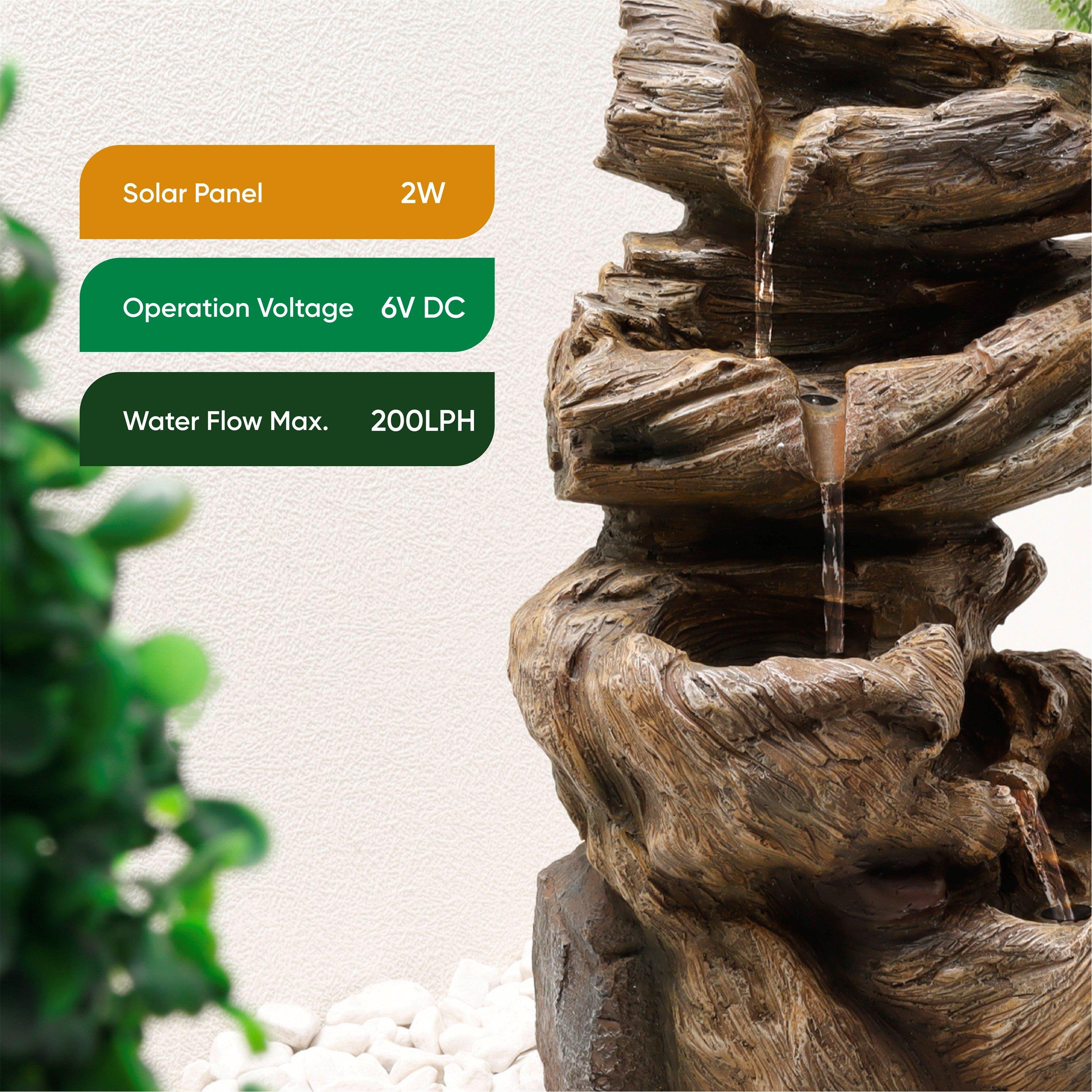 Brown - Streetwize - Solar Water Feature - Rock Stack Water Fountain - 6