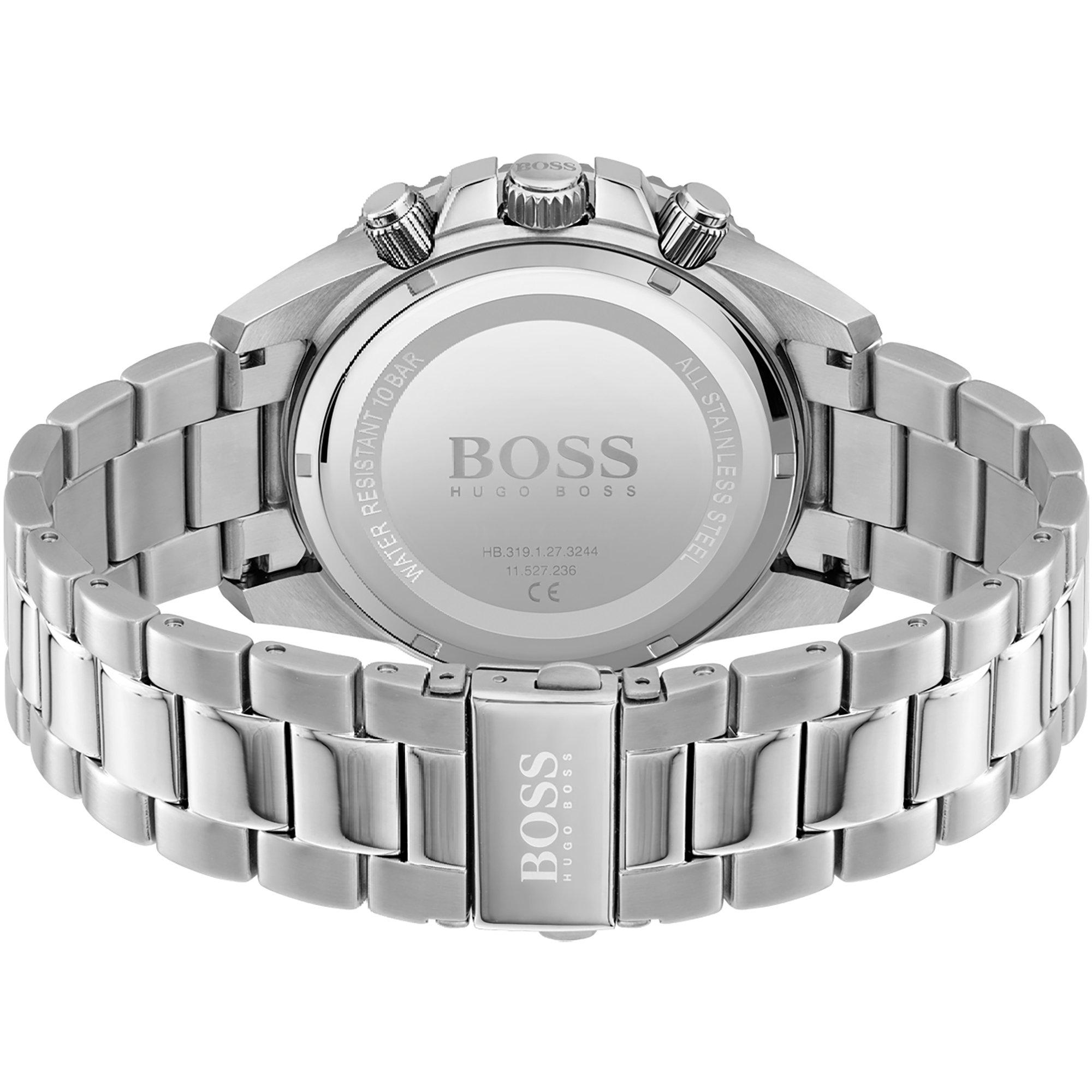 Sølv/Blå - Boss - Gents BOSS Admiral Stainless Steel Mesh Strap Watch - 3