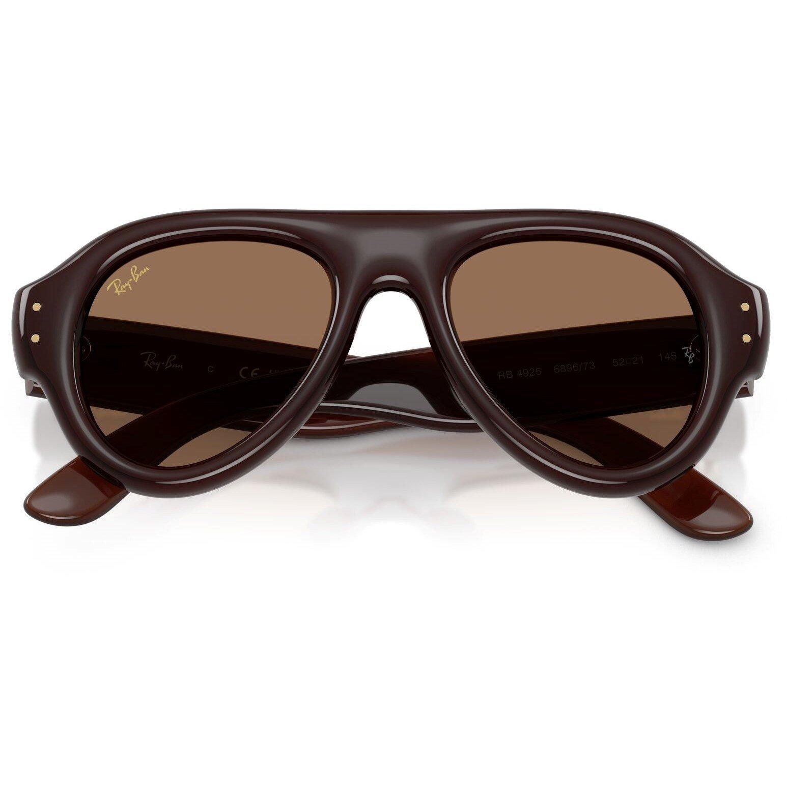 Brown - Ray-Ban - Women's Pilot Puffer Round Sunglasses - 6