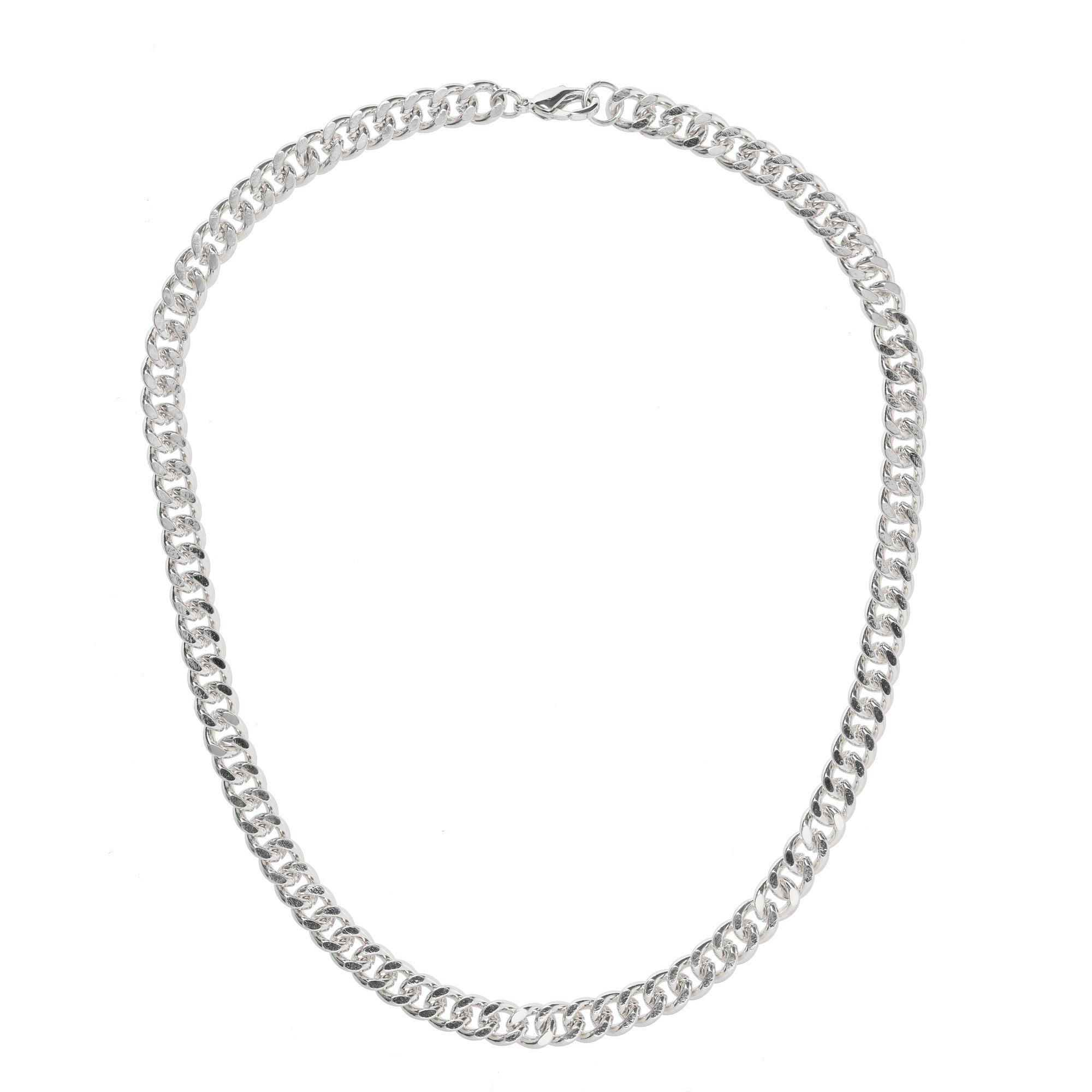 Fabric Men's Curb Chain Necklace - Rhodium
