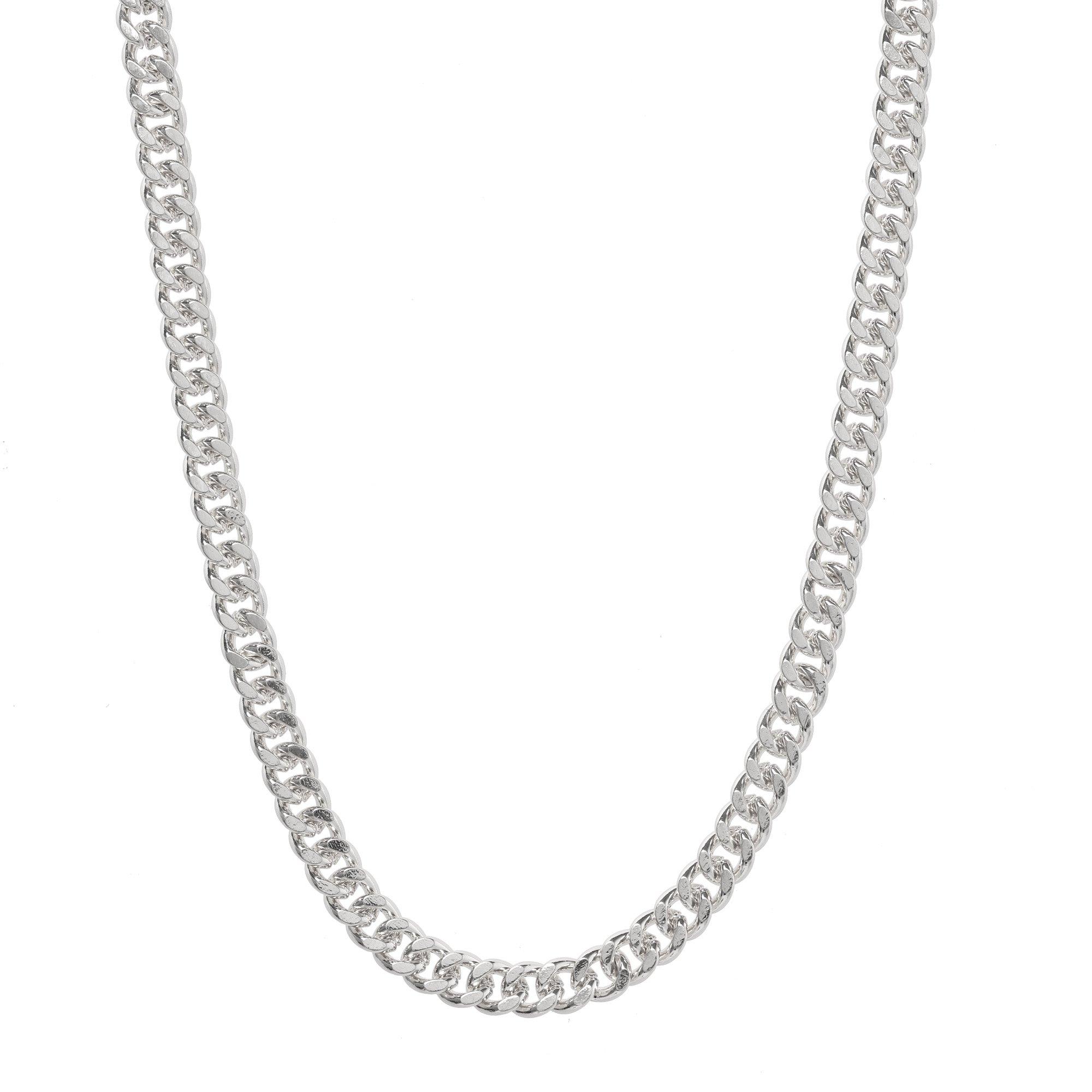 Rhodium - Fabric - Curb Chain Necklace - 2