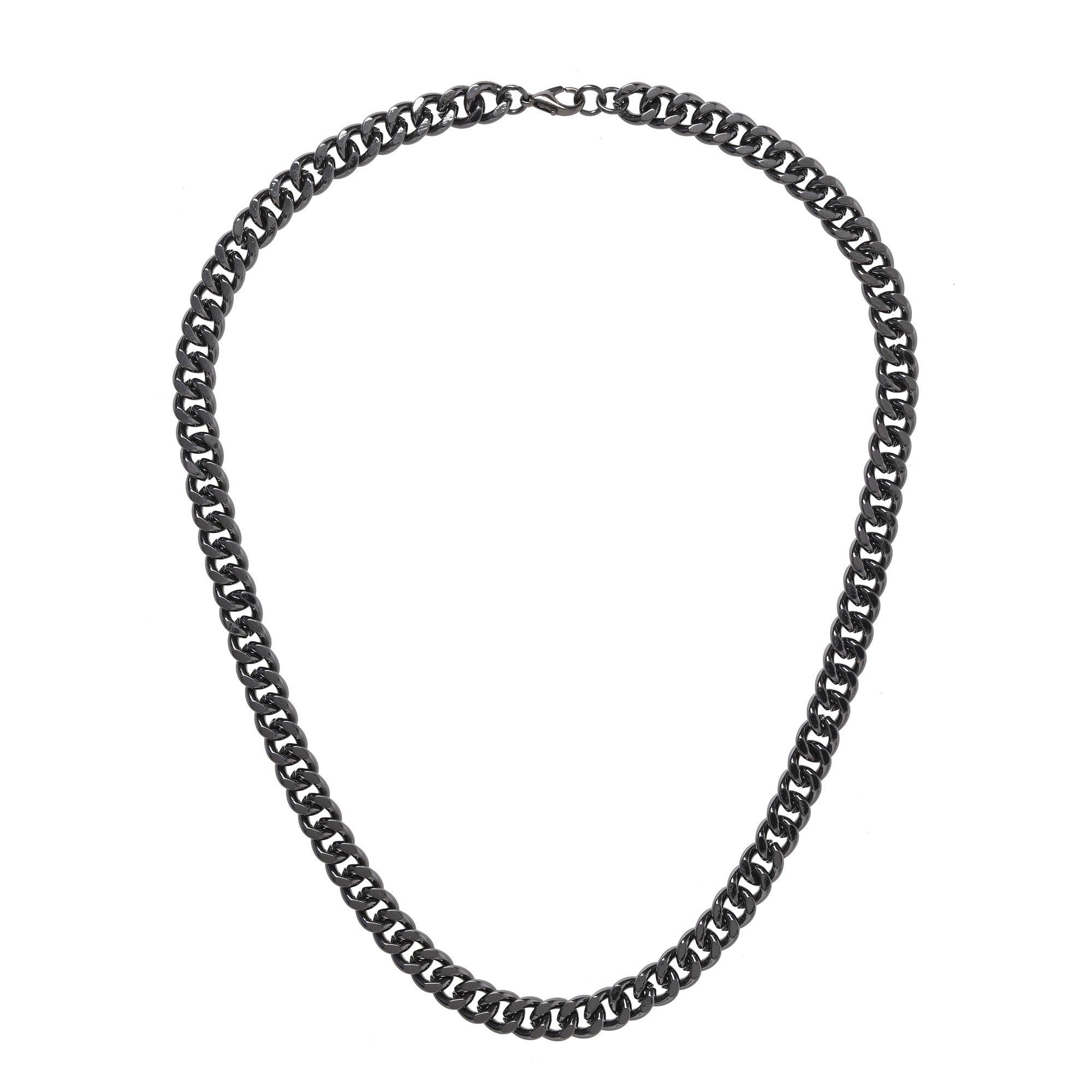 Gunmetal - Fabric - Curb Chain Necklace - 1