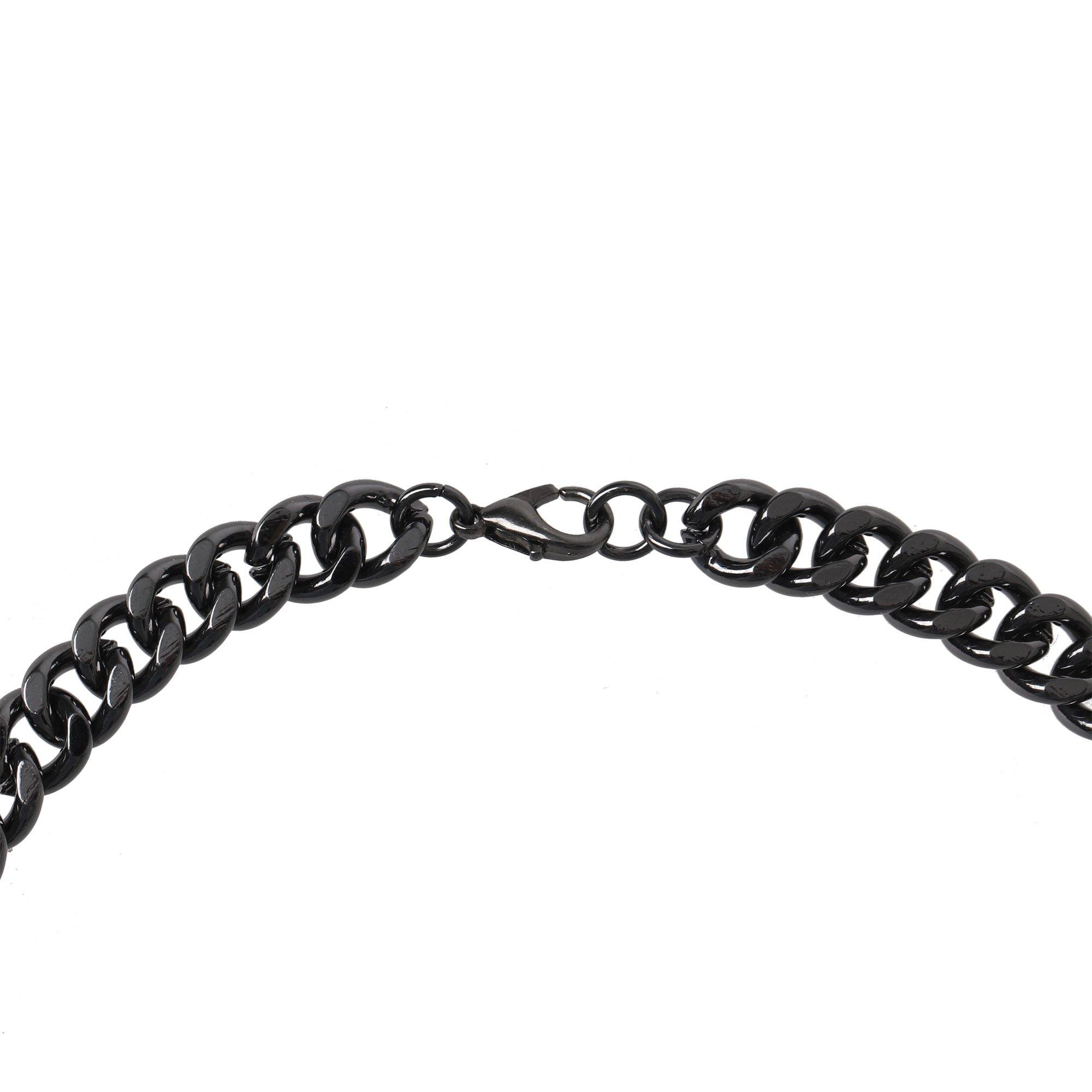 Gunmetal - Fabric - Curb Chain Necklace - 3