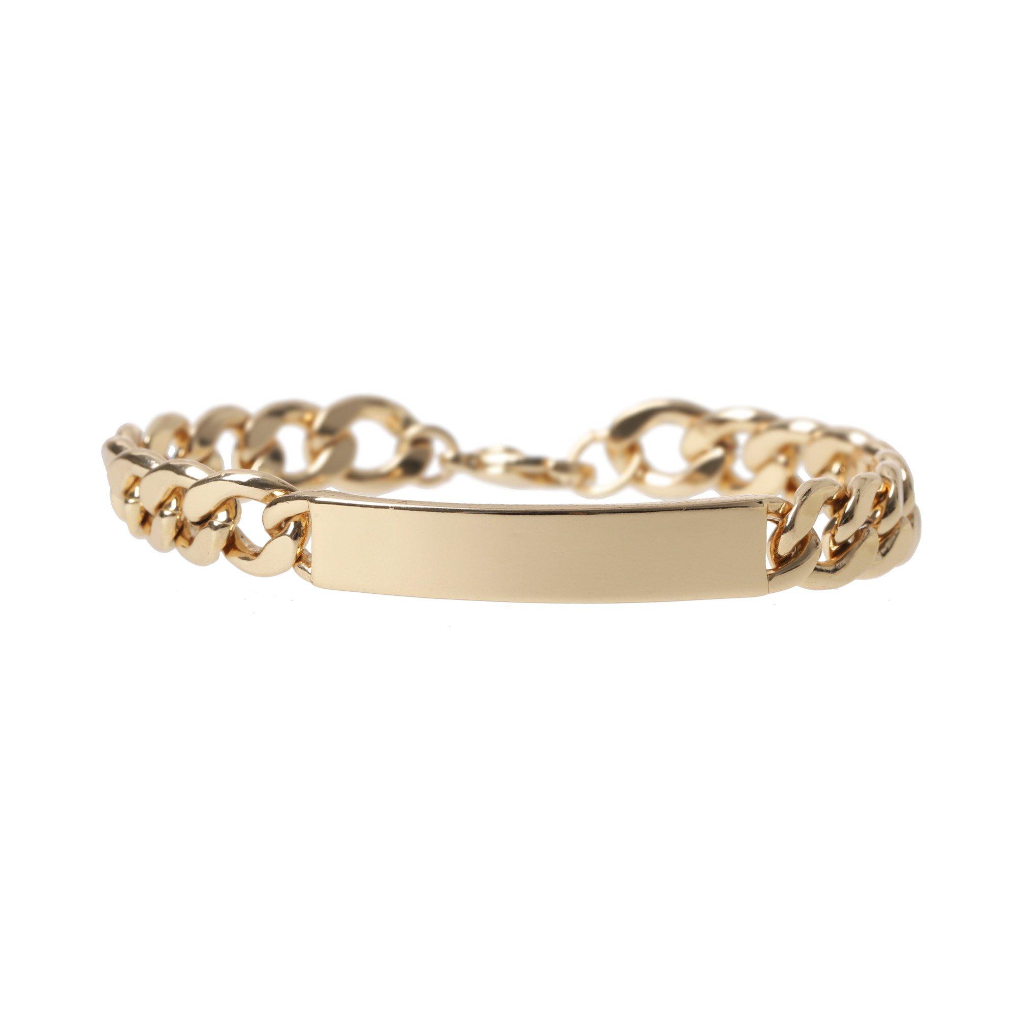 Gold - Fabric - Chain Bar Bracelet - 1