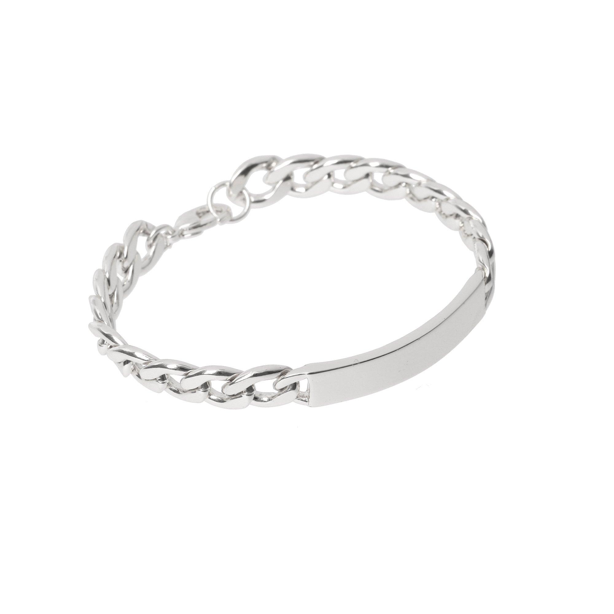 Rhodium - Fabric - Chain Bar Bracelet - 2