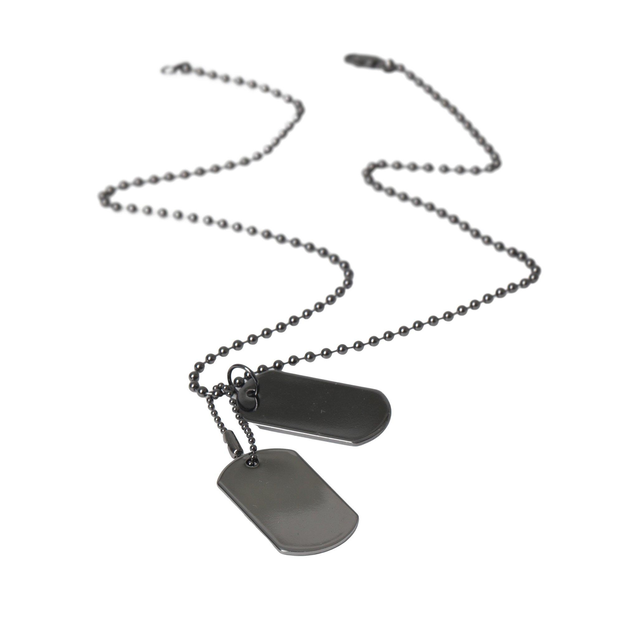 Gunmetal - Fabric - Metal Tag Necklace - 3