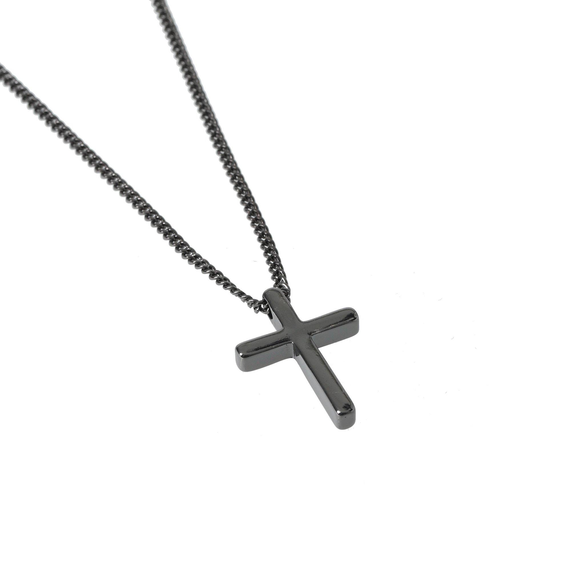 Gunmetal - Fabric - Cross Necklace - 1