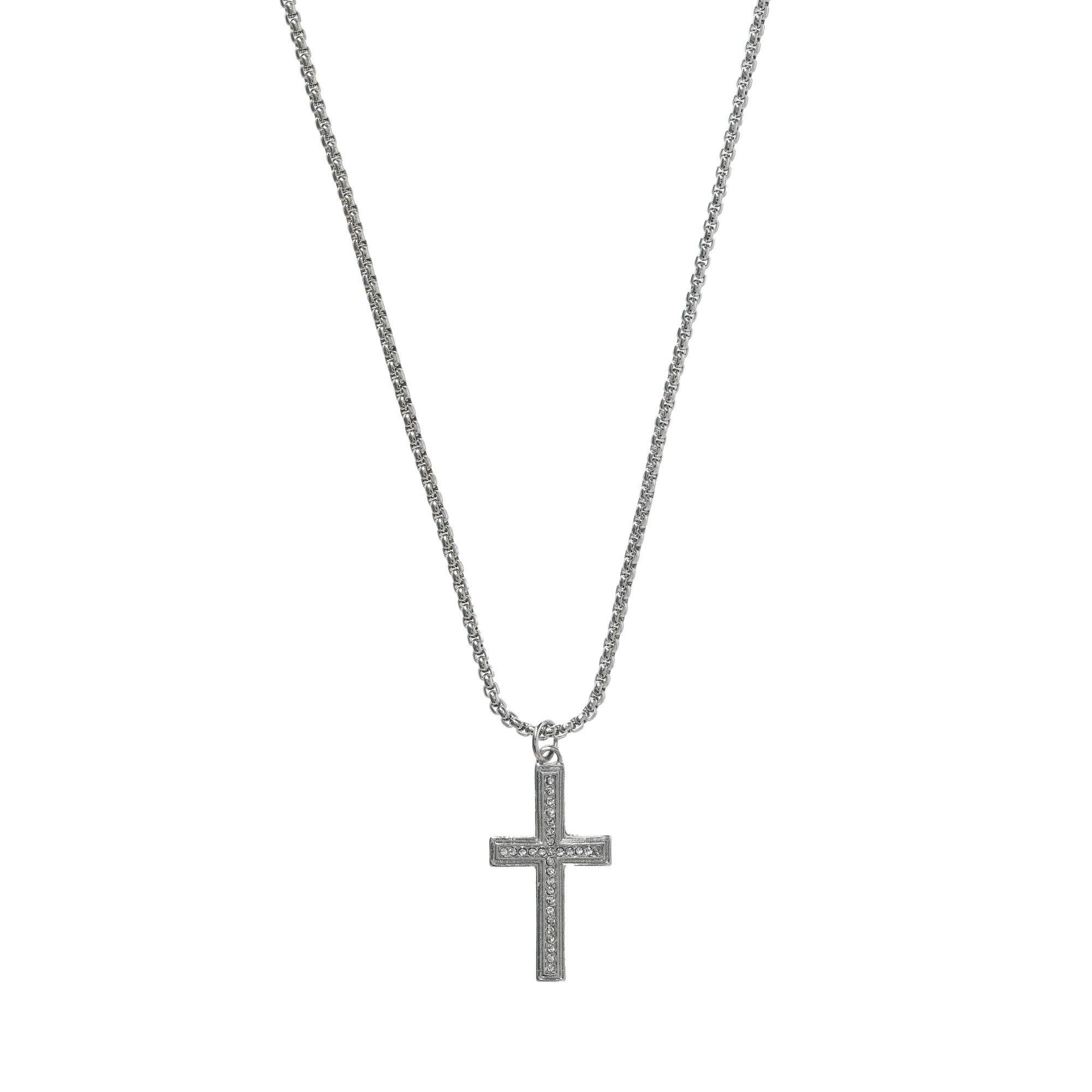 Rdium/Crystl - Fabric - Cross Necklace - 1