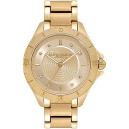 Olivia Burton Sports Luxe 36mm Guilloche Champagne And Gold Bracelet Watch