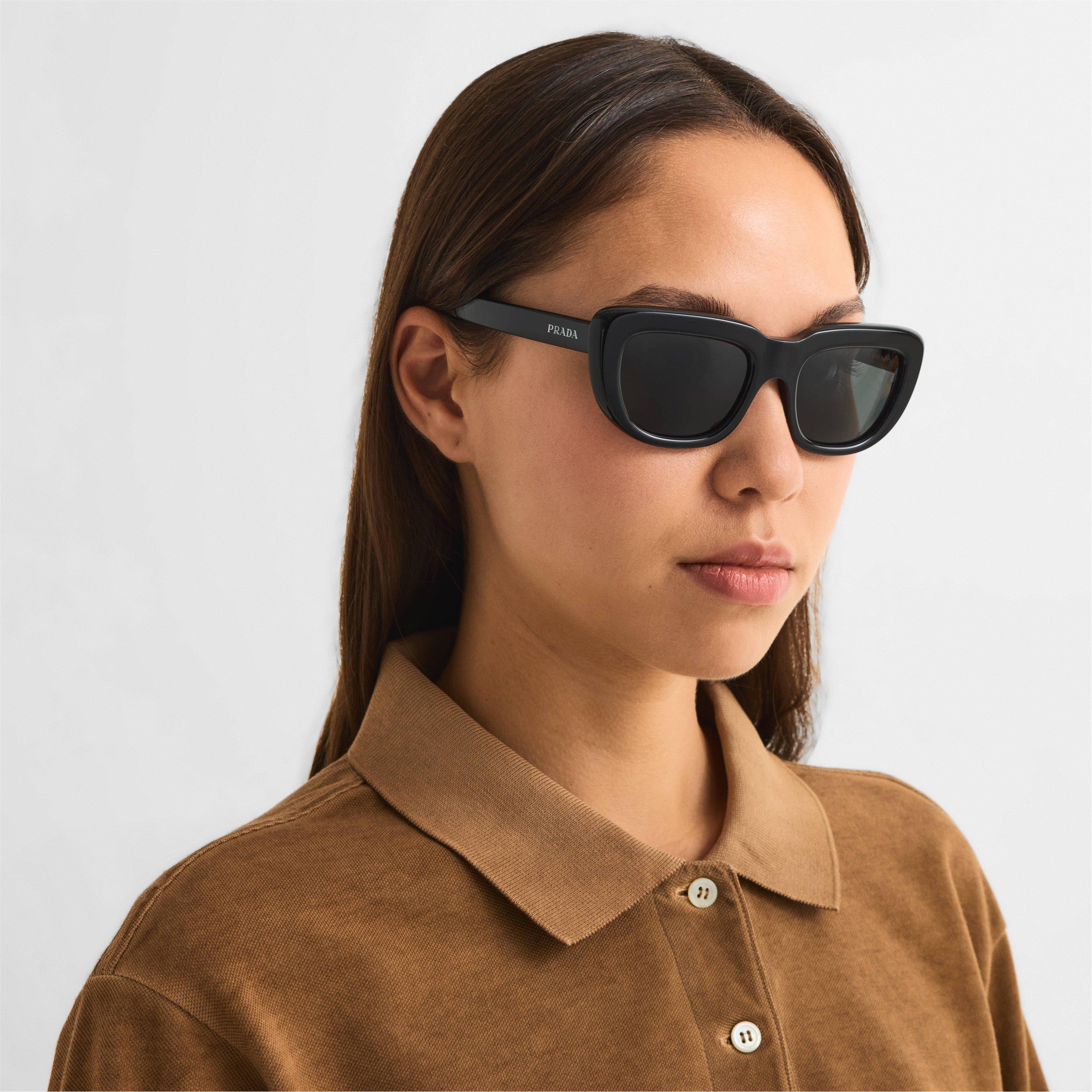 Black/Grey - Prada - Women's 0PR D07S Oversized Sunglasses - 3