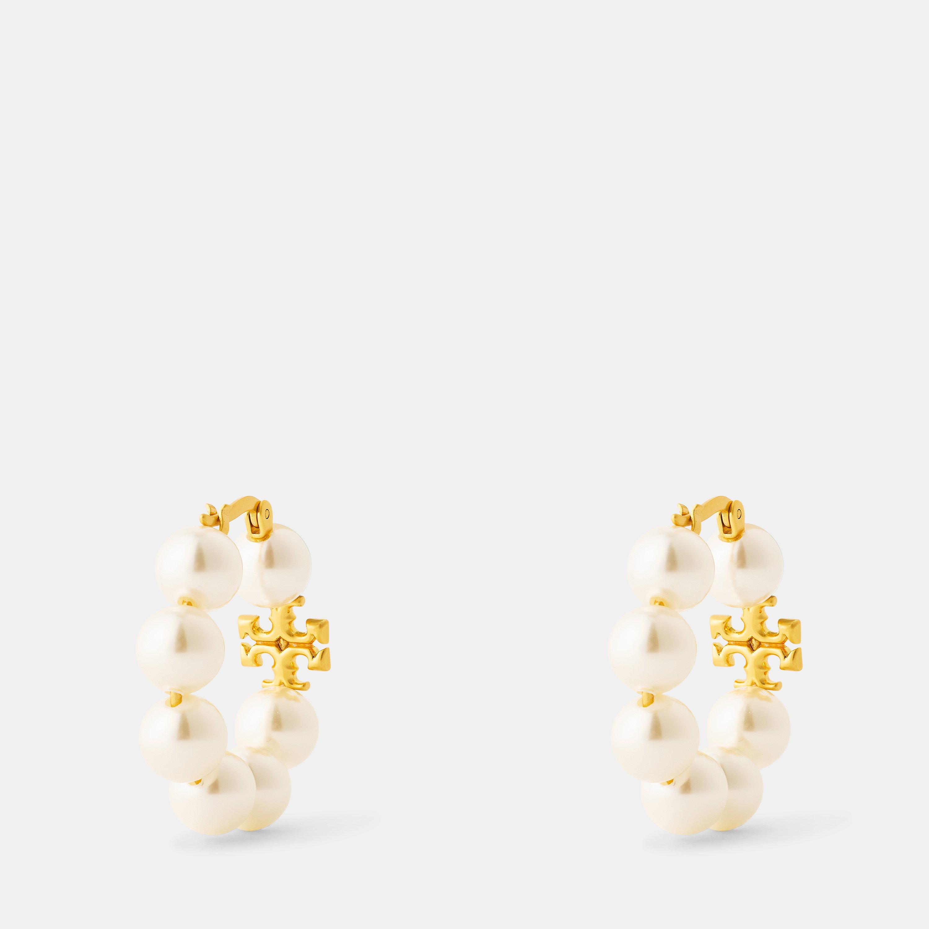 Rolled/Ivory - Tory Burch - Women's Hoop Earrings - 2