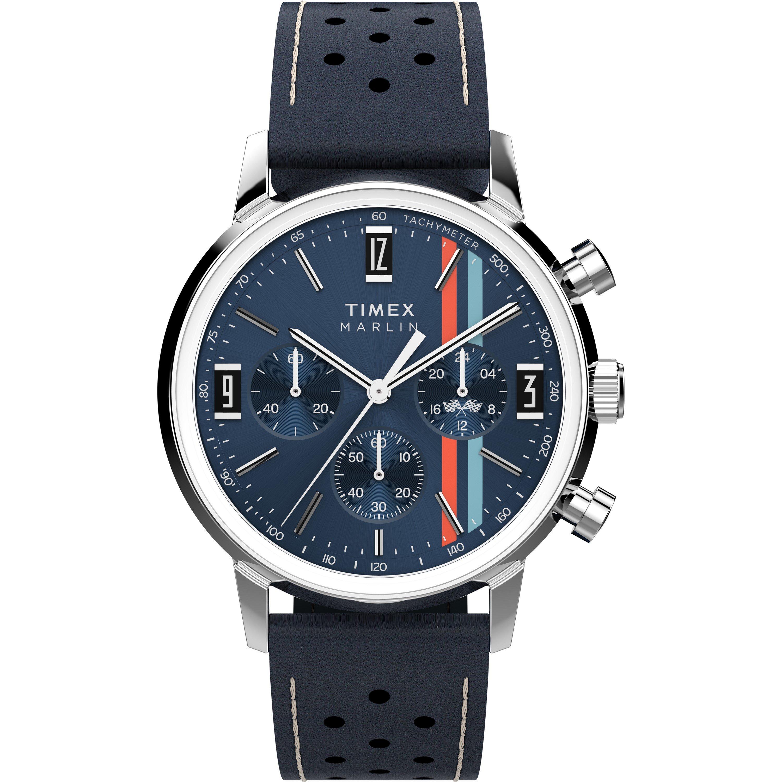 Timex Men's L Marlin Analogue Quartz Watch - Silver/Blue