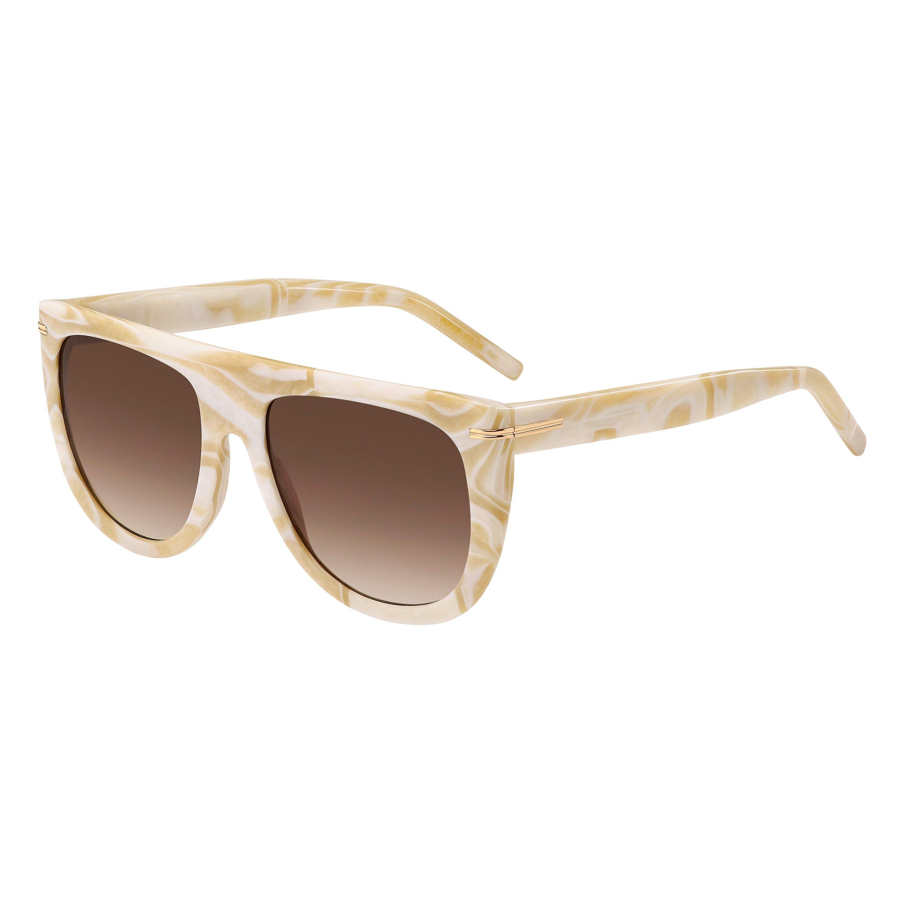 Boss Women's Sq Flat Top Round Sunglasses - Pearled Beige - 56 cm