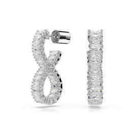 Swarovski Hyperbola Hoop Earrings, Infinity, White, Rhodium Plated