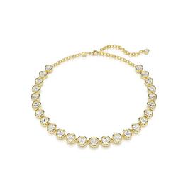 Swarovski Imber Tennis Necklace, Round Cut, White, Gold Tone Plated